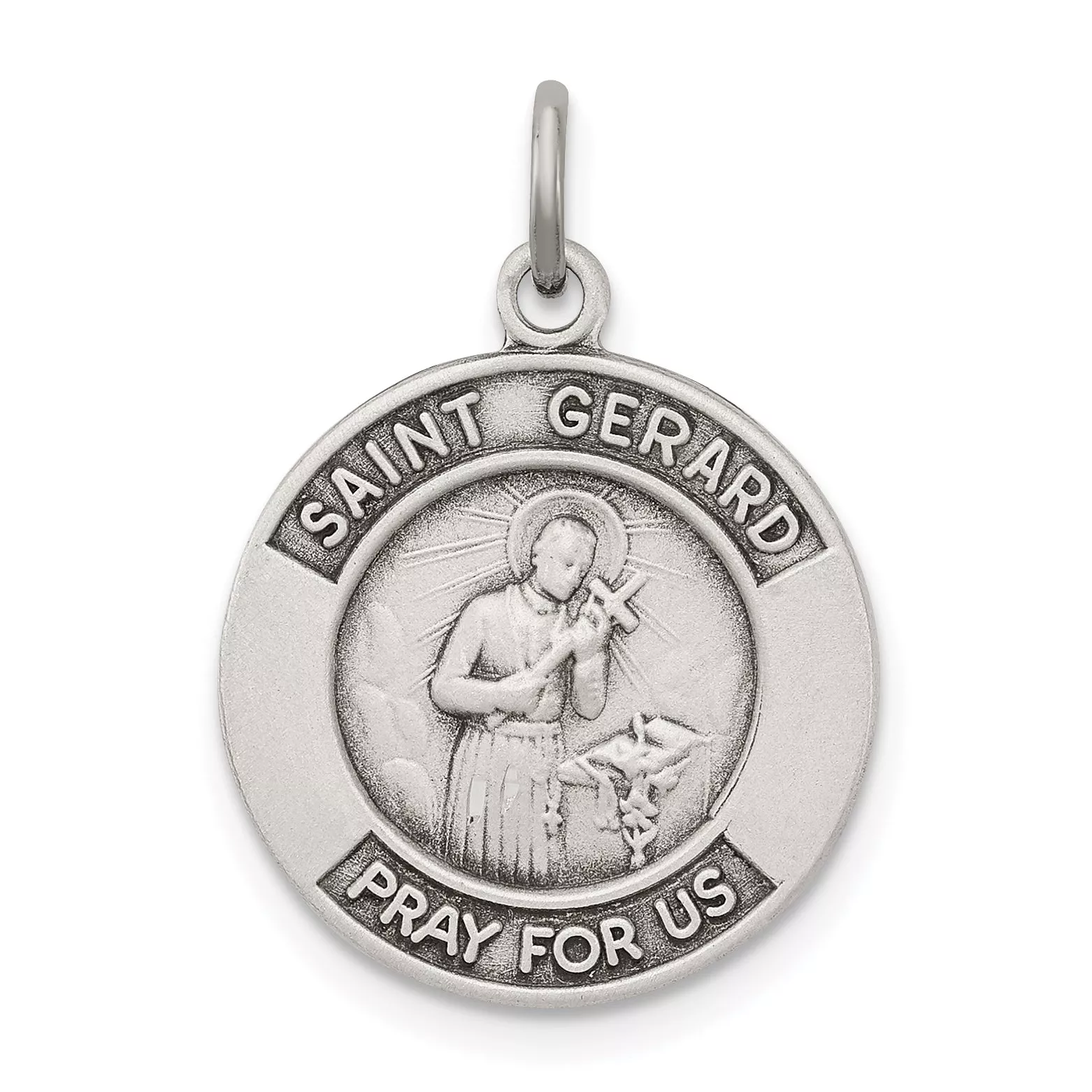 Sterling Silver 925 Antiqued St. Gerard Solid Pendant Vintage Charm