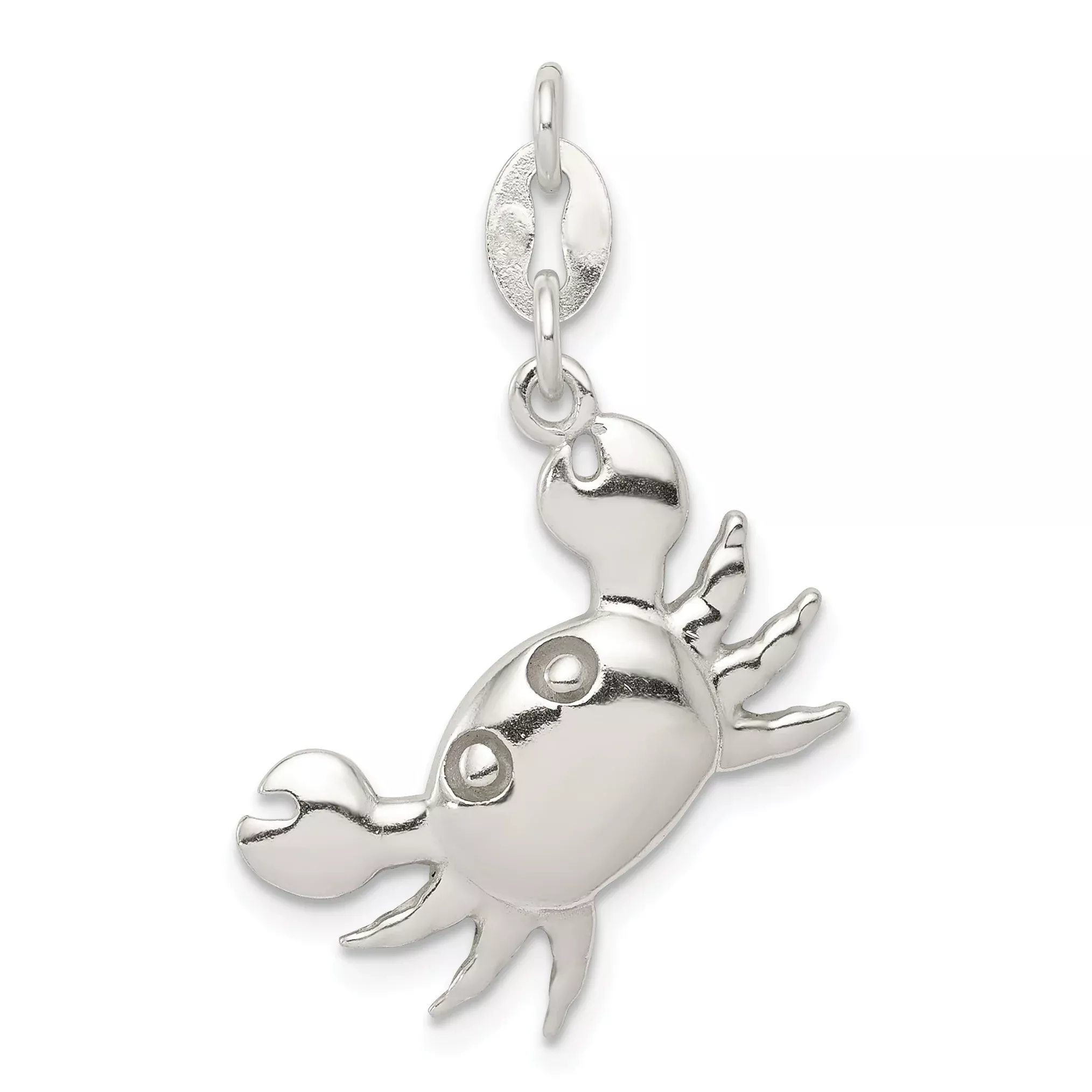 Sterling Silver 925 Crab Charm with Polished Anti-Tarnish Finish
