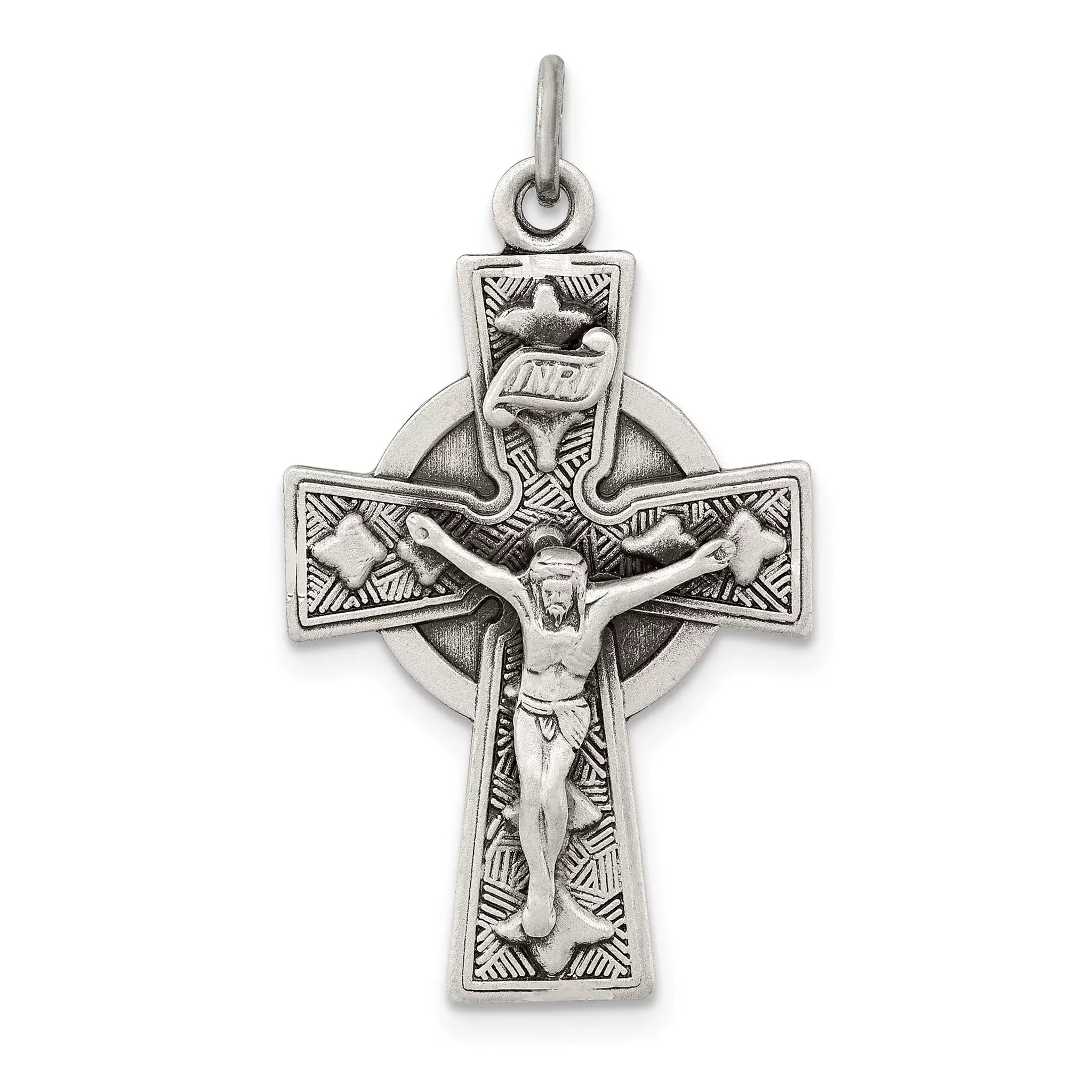 Sterling Silver 925 Cross Pendant with Antiqued Satin Finish