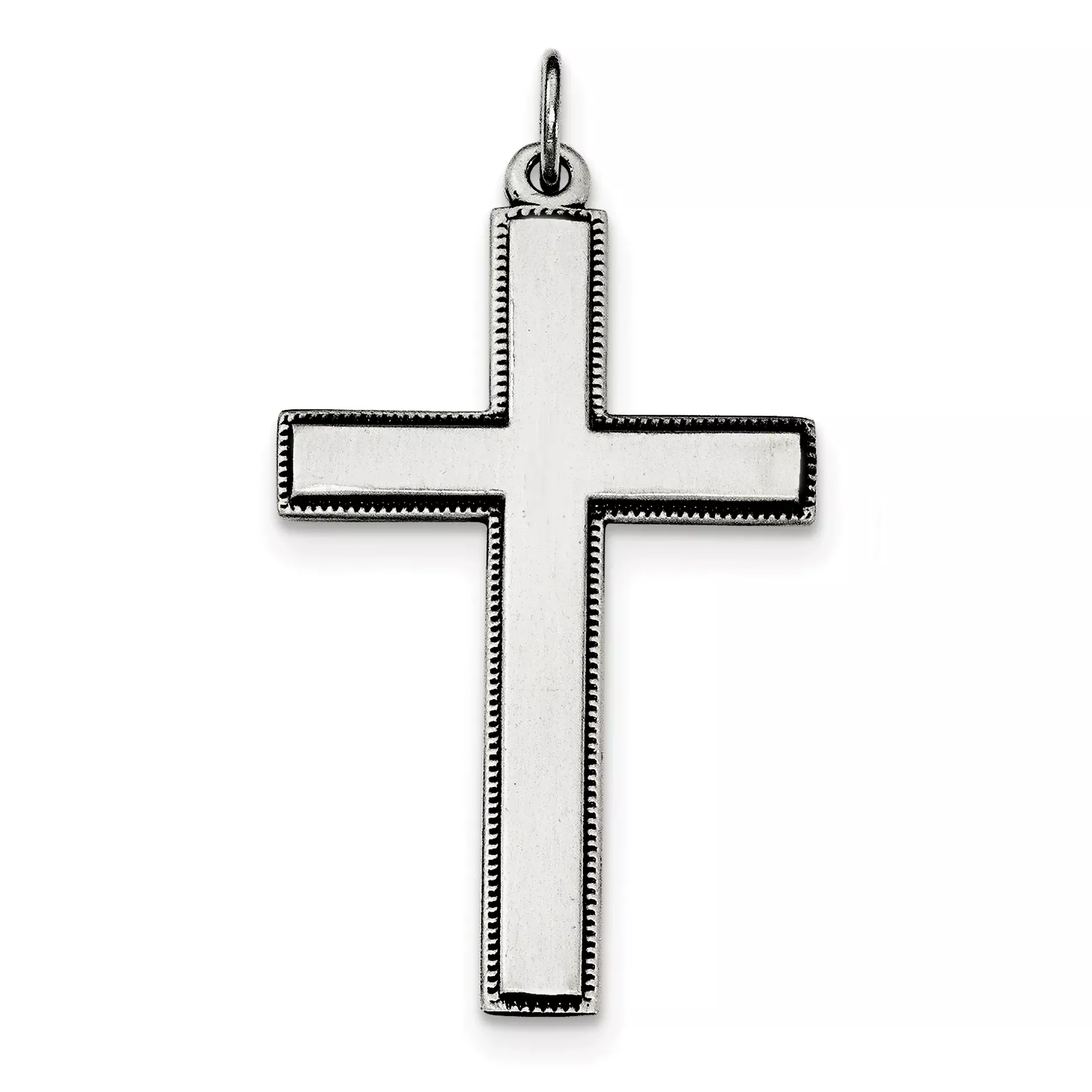 Sterling Silver 925 Cross Pendant with Prayer on Back Oxidized Finish