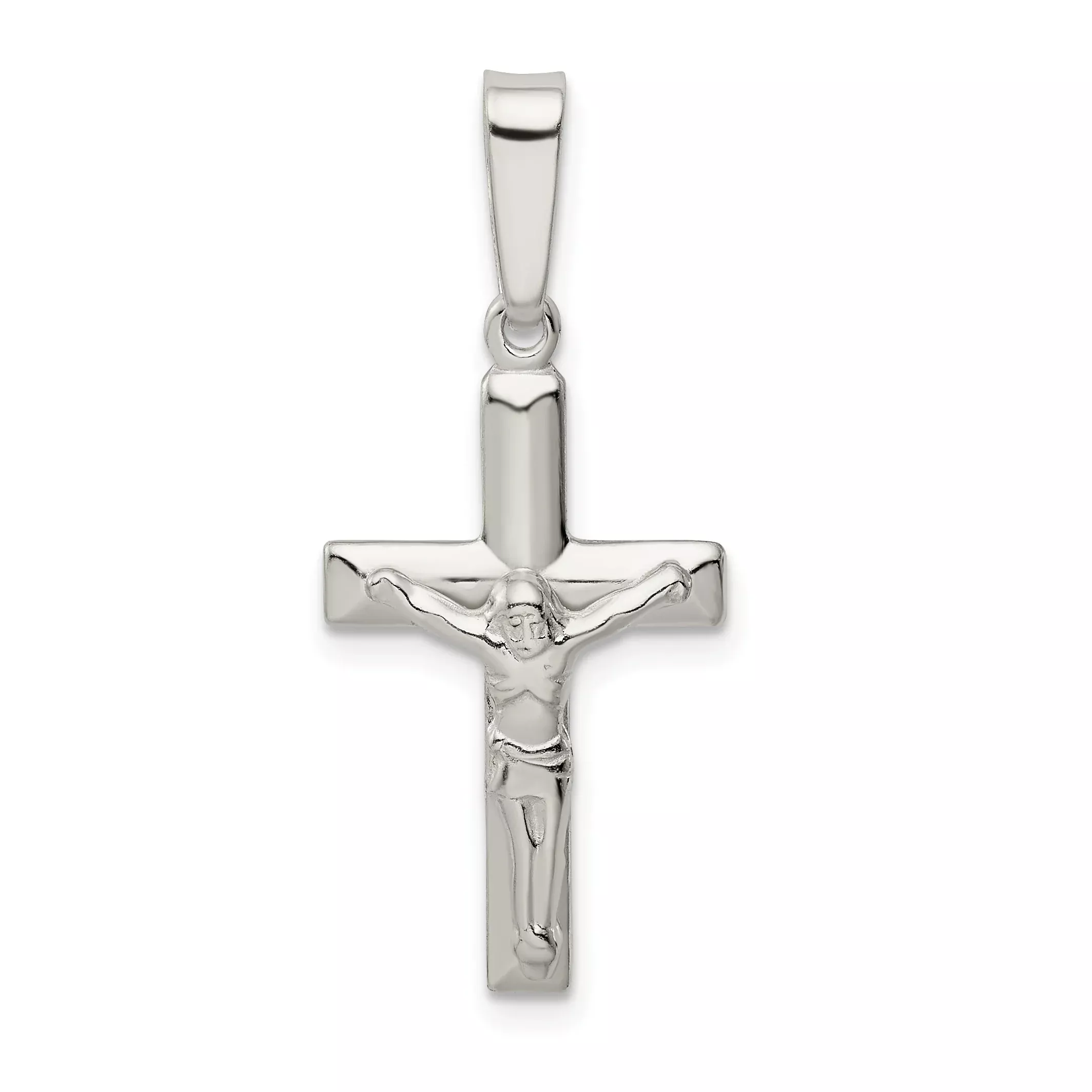 Sterling Silver 925 Crucifix Pendant with Polished Textured Finish