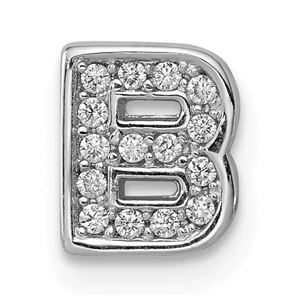 Sterling Silver 925 CZ Letter B Charm with Rhodium Elegance