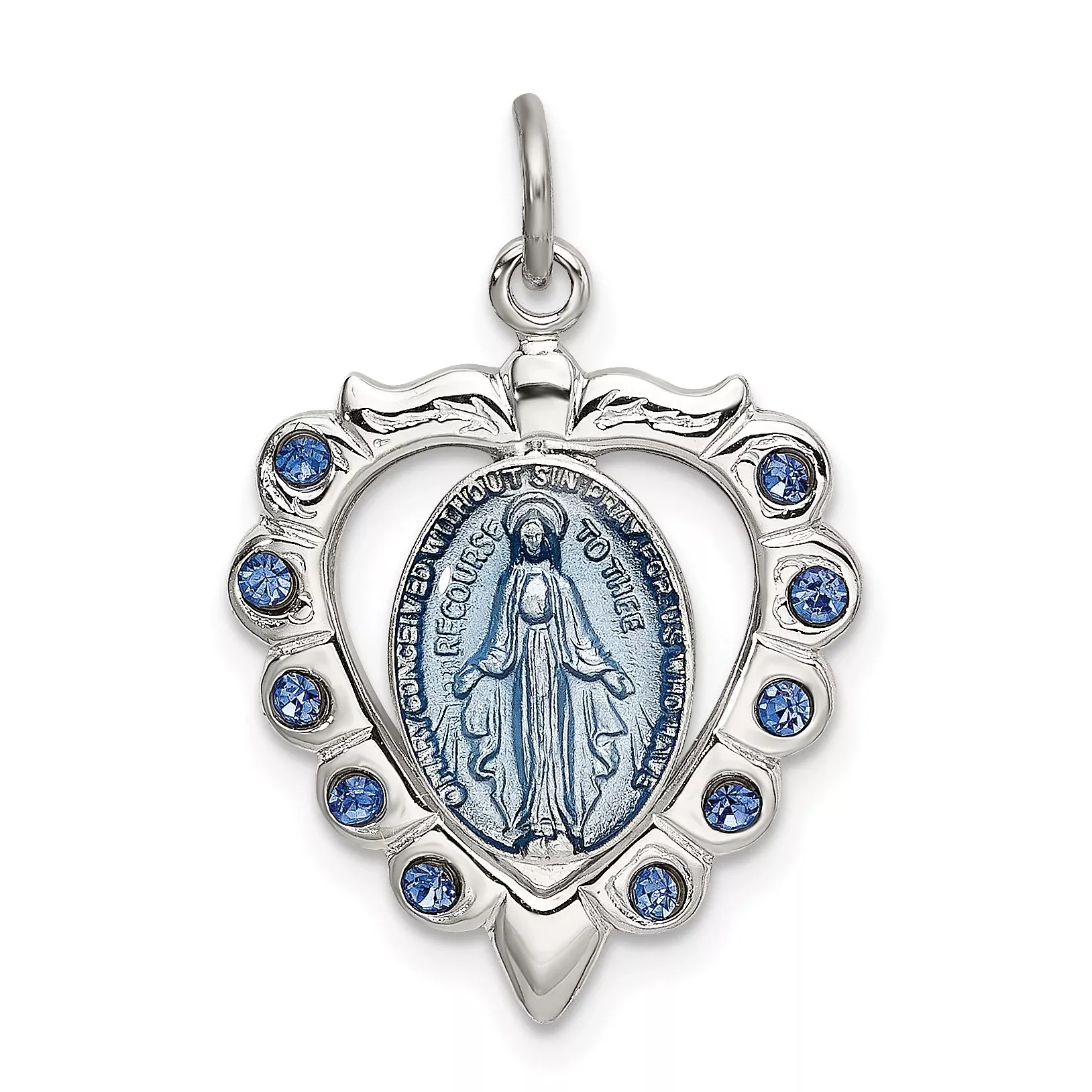 Sterling Silver 925 Heart Pendant with Blue Crystal Elegance
