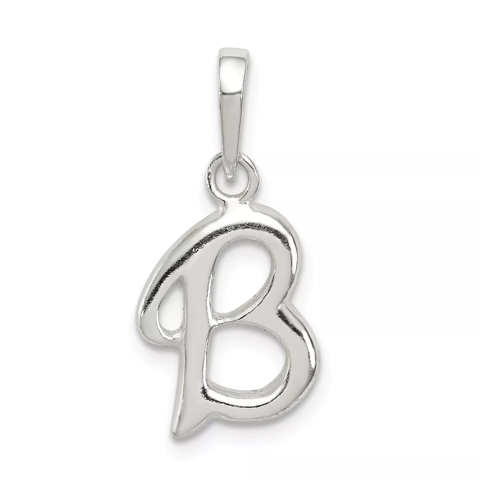 Sterling Silver 925 Initial B Pendant with Anti-Tarnish Coating