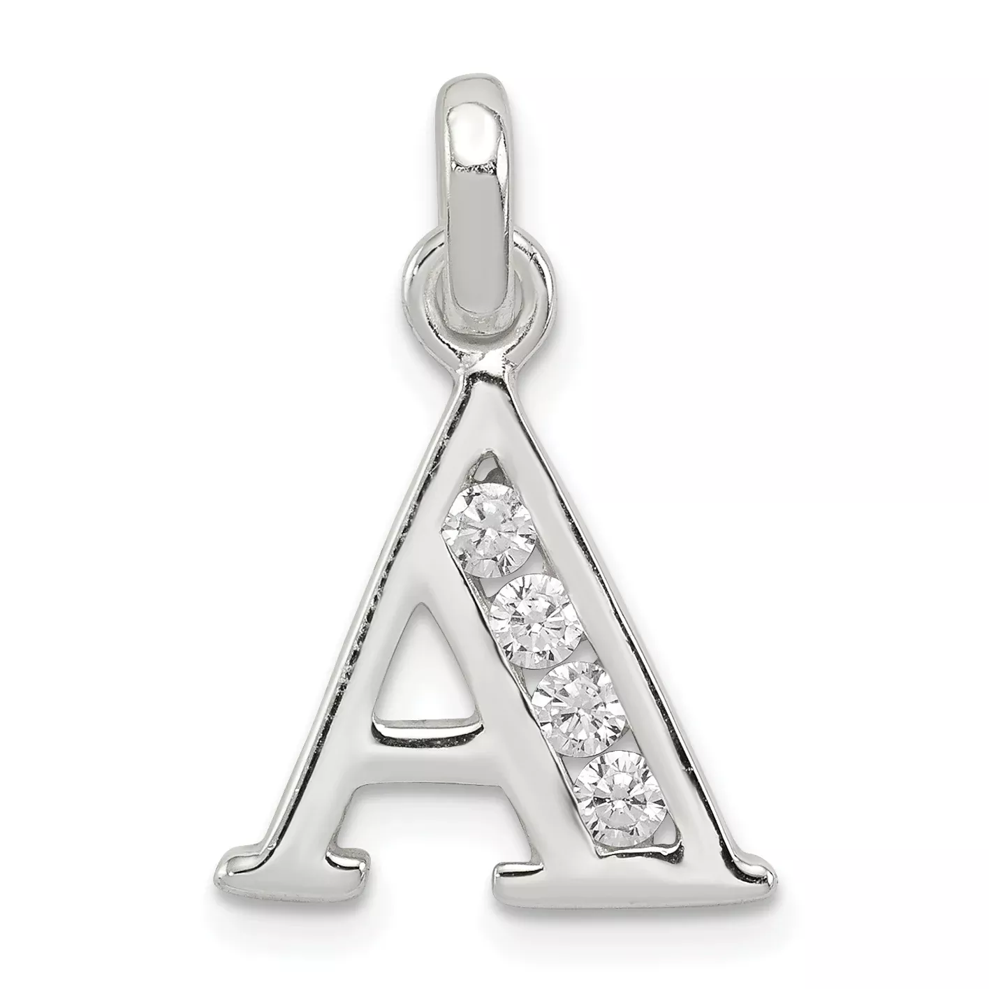 Sterling Silver 925 Initial A Pendant with Clear CZ Elegance