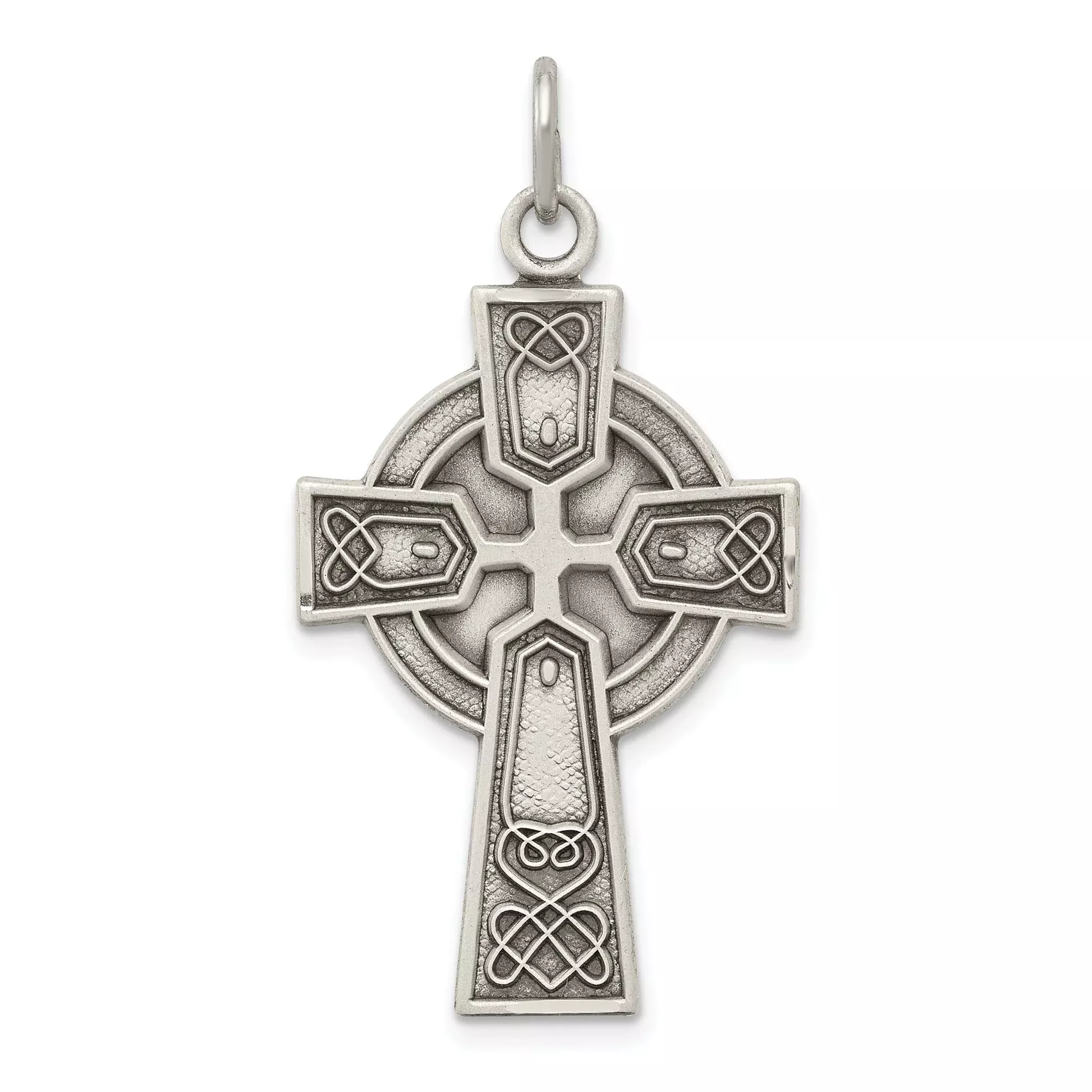 Sterling Silver 925 Irish Cross Pendant Antiqued Solid Design