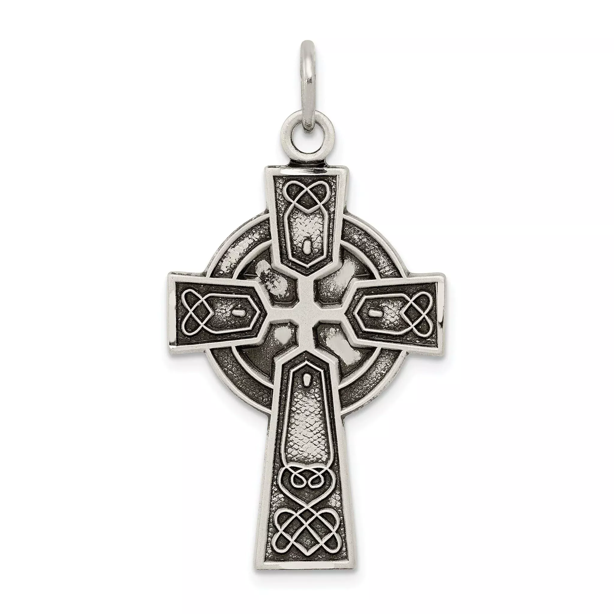 Sterling Silver 925 Irish Cross Pendant with Antiqued Satin Finish