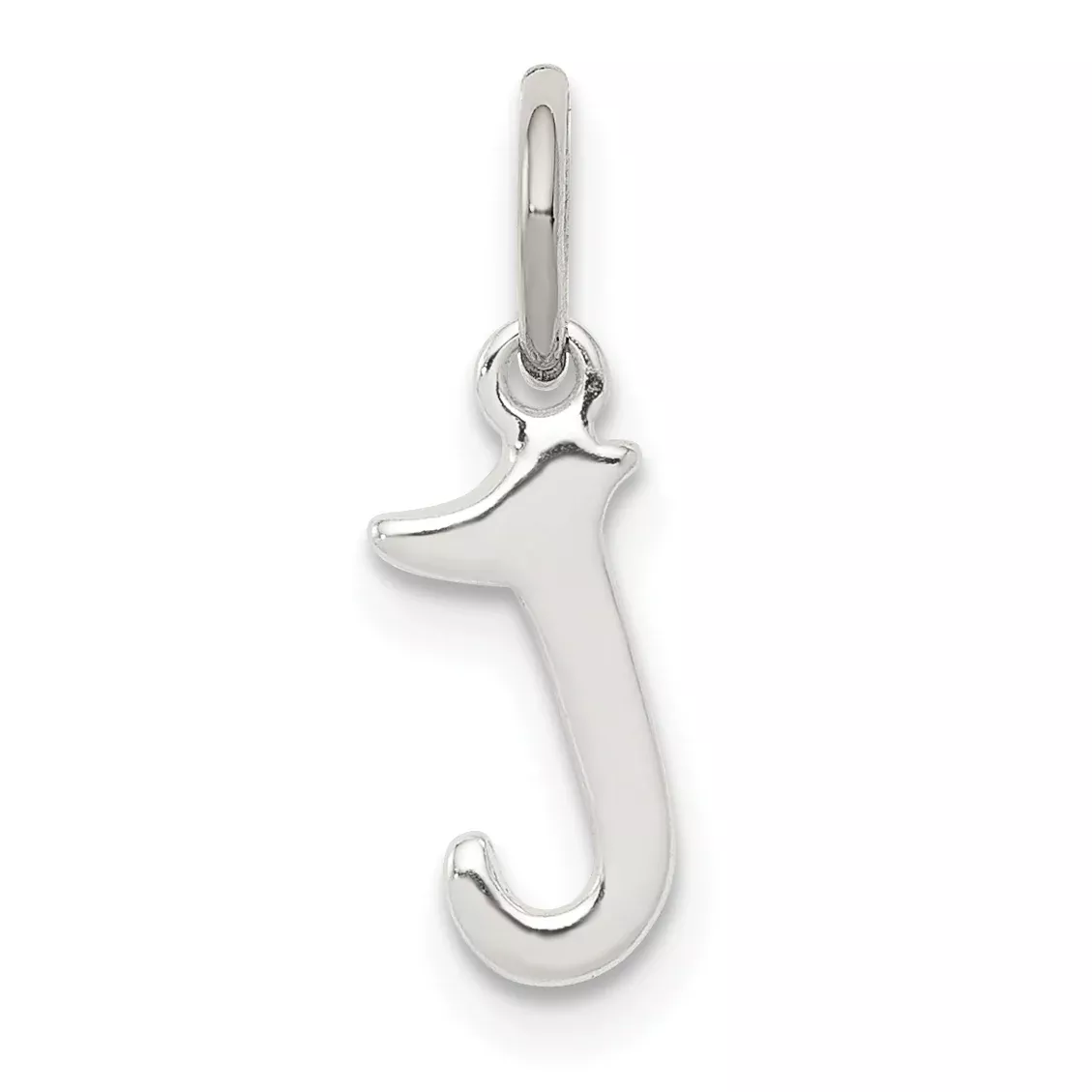 Sterling Silver 925 J Initial Charm with Anti-Tarnish Solid Design