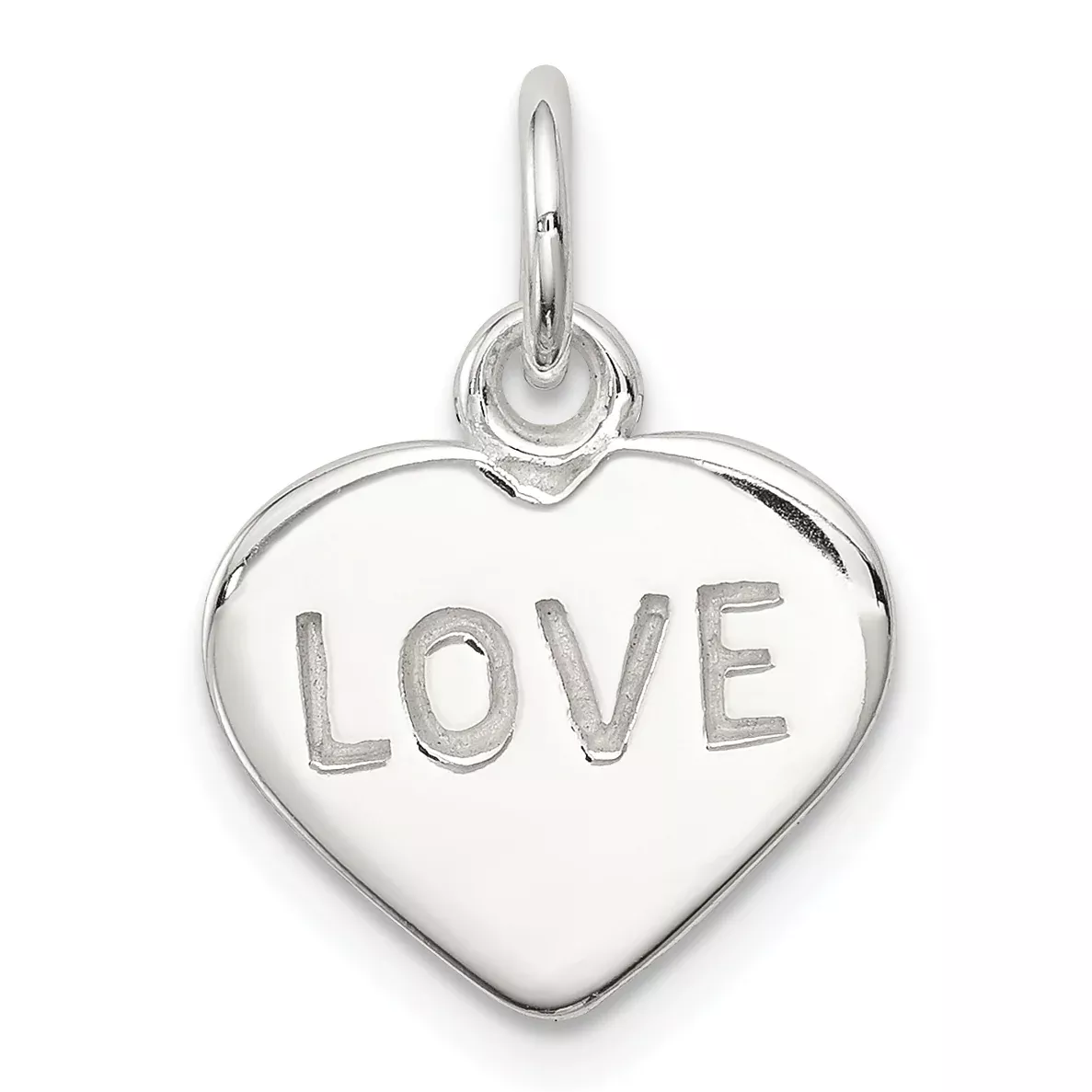 Sterling Silver 925 Love Heart Charm with Polished Anti-Tarnish Finish