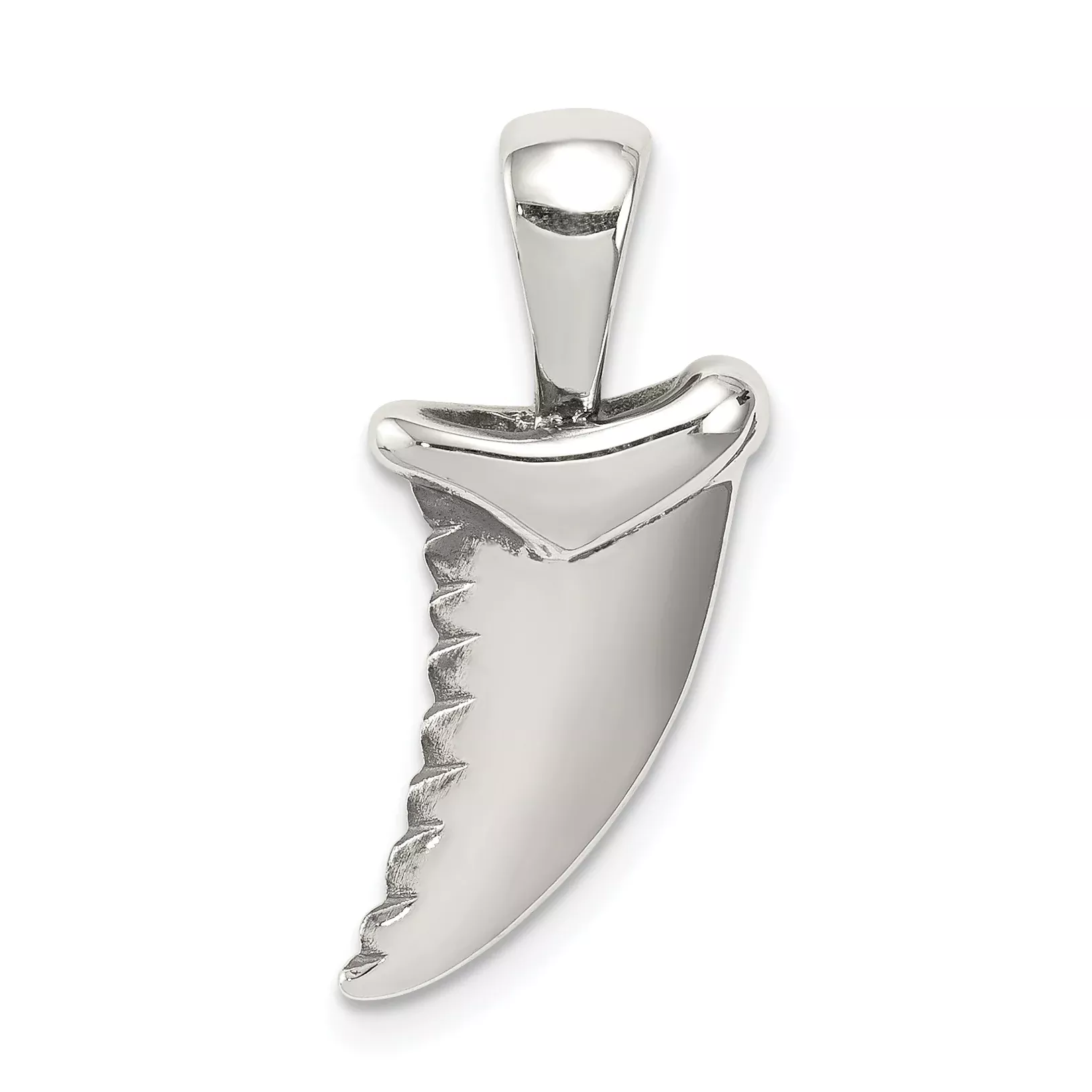 Sterling Silver 925 Men's Shark Tooth Pendant with Antiqued Finish