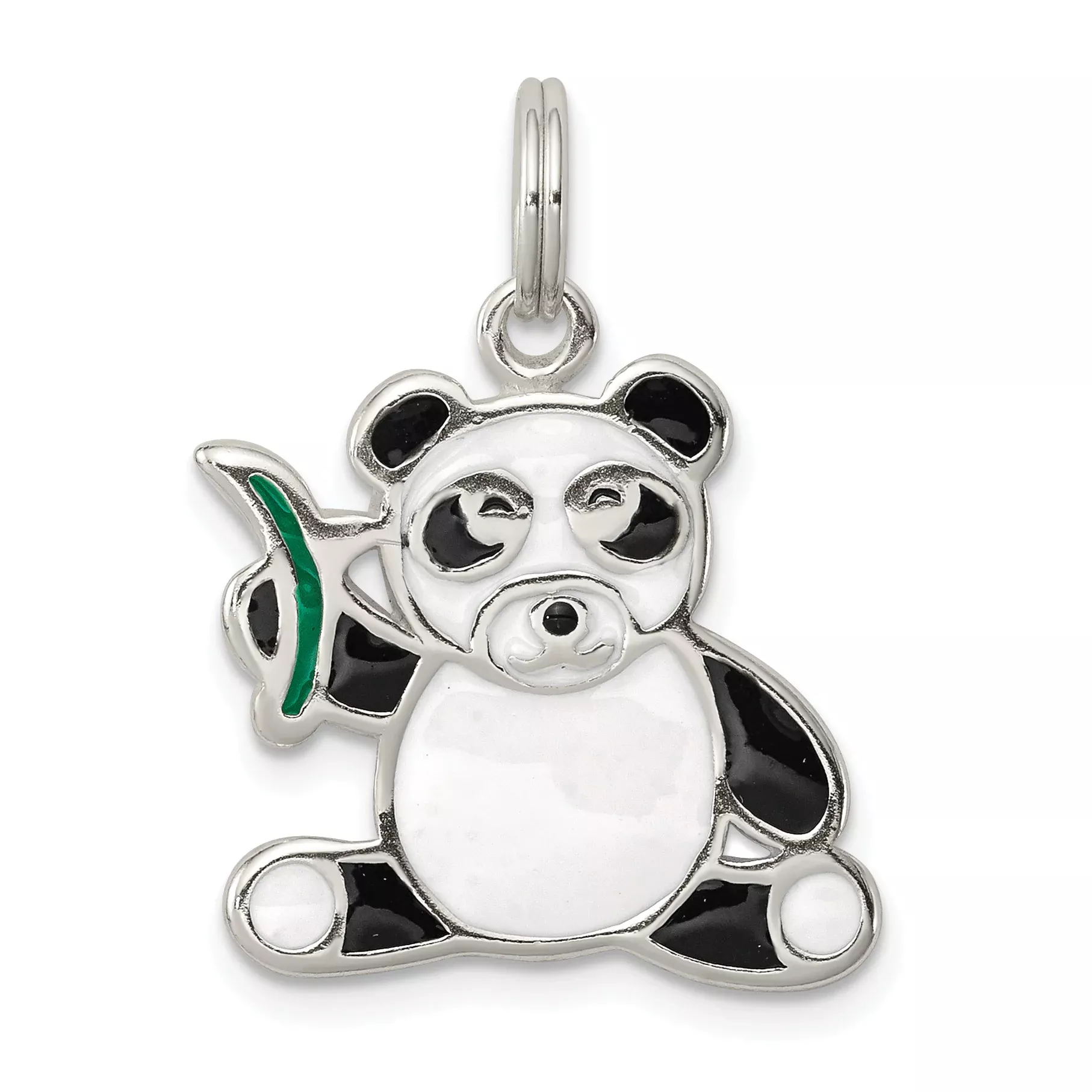 Sterling Silver 925 Panda Bear Charm with Enamel Finish for Kids