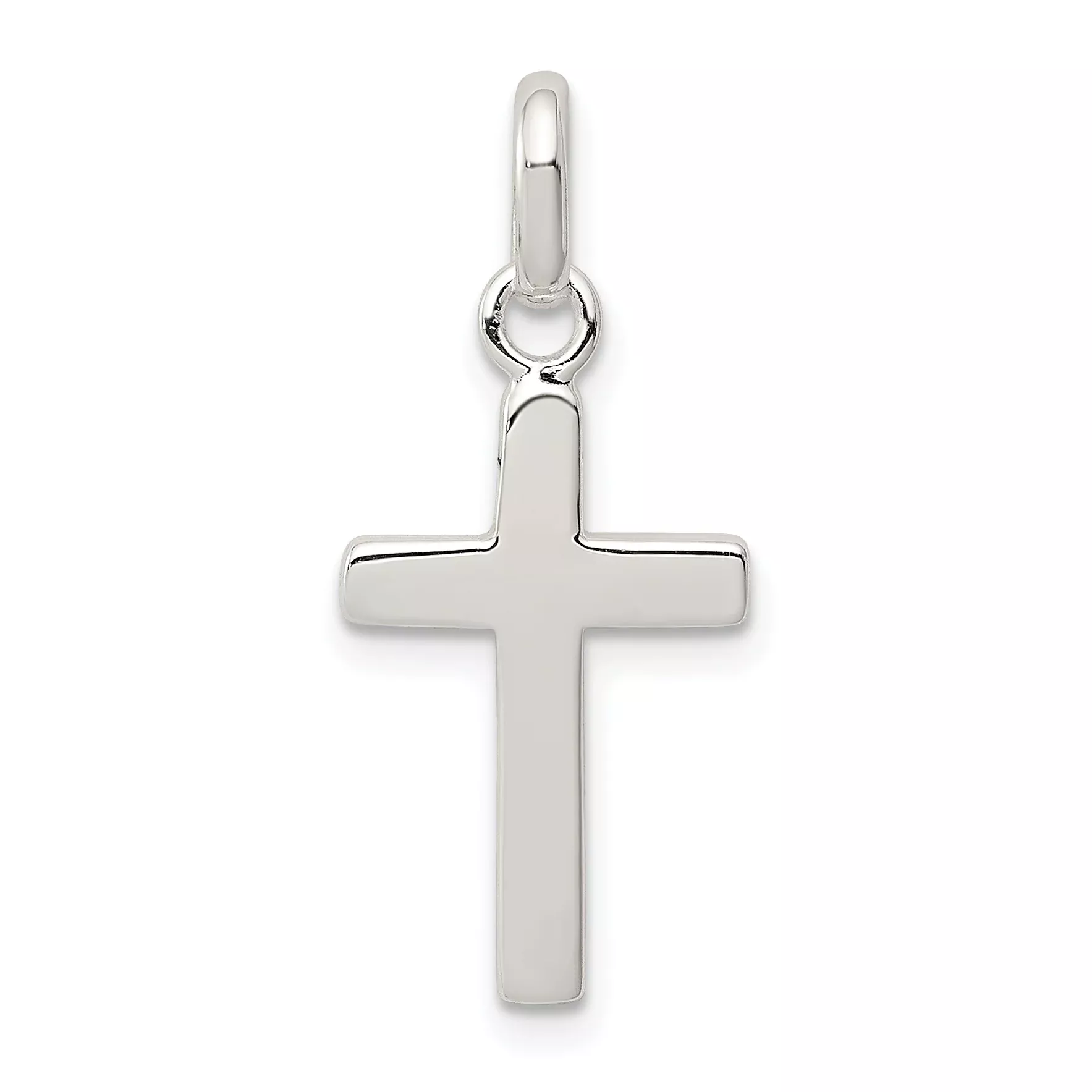 Sterling Silver 925 Polished Cross Charm Elegant and Solid Design