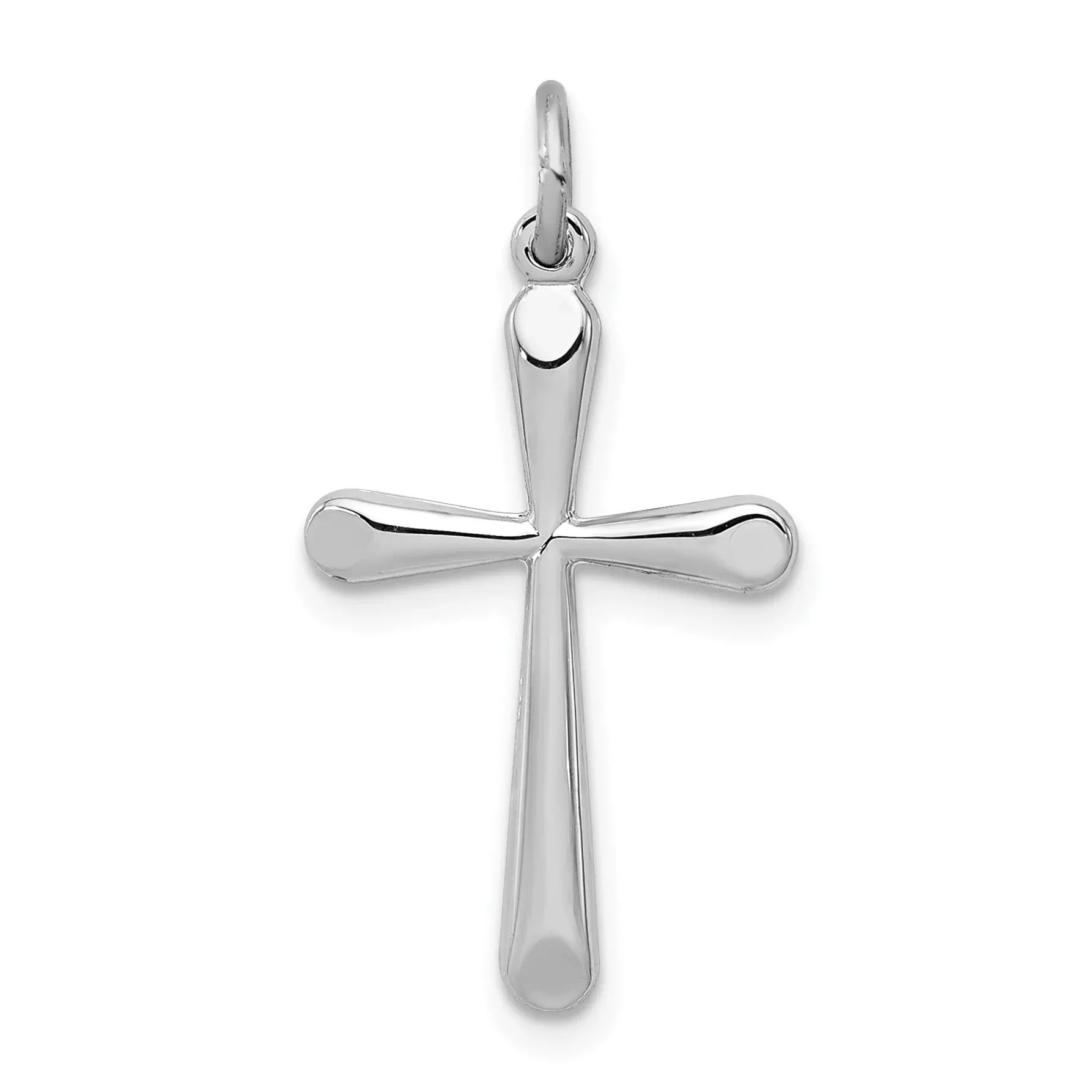Sterling Silver 925 Polished Cross Charm with Rhodium Plating
