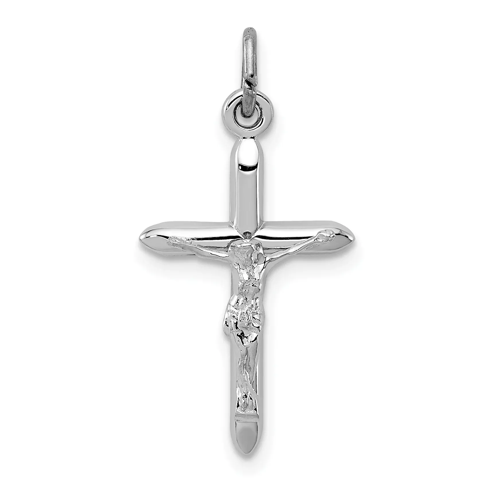 Sterling Silver 925 Rhodium-Plated Passion Crucifix CharmPolished, Solid Design