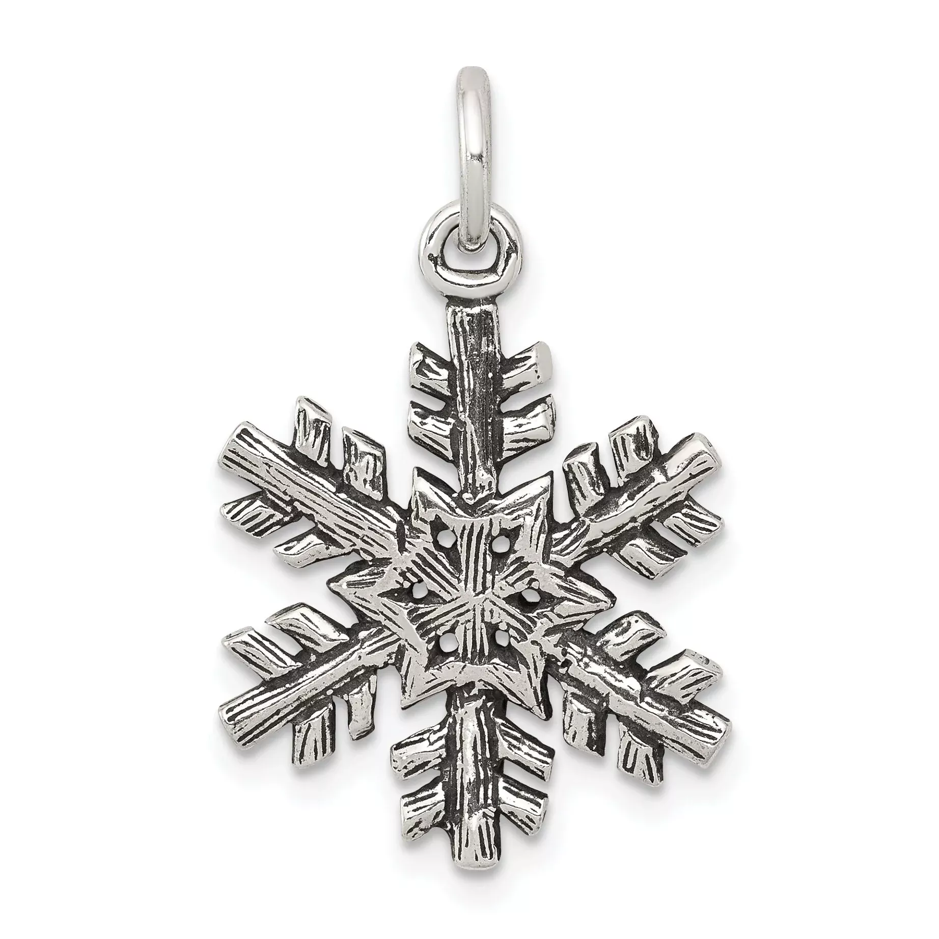 Sterling Silver 925 Snowflake Charm with Antique Finish Elegant Winter Theme
