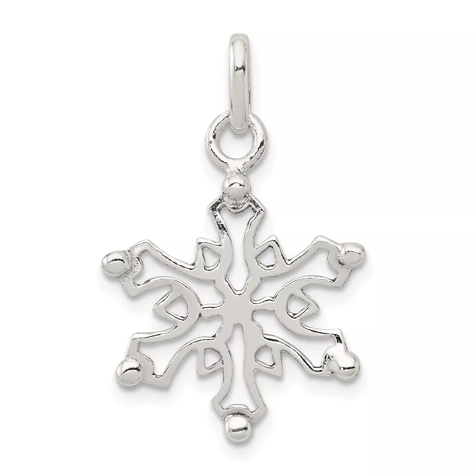Sterling Silver 925 Snowflake Pendant with Polished Anti-Tarnish Finish