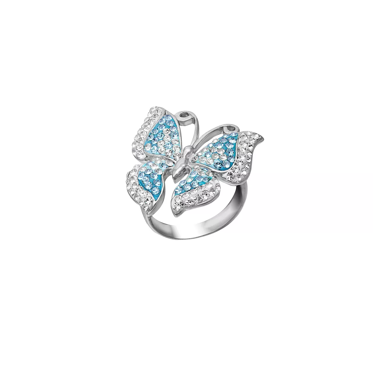 Sterling Silver Blue /White Butterfly Ring