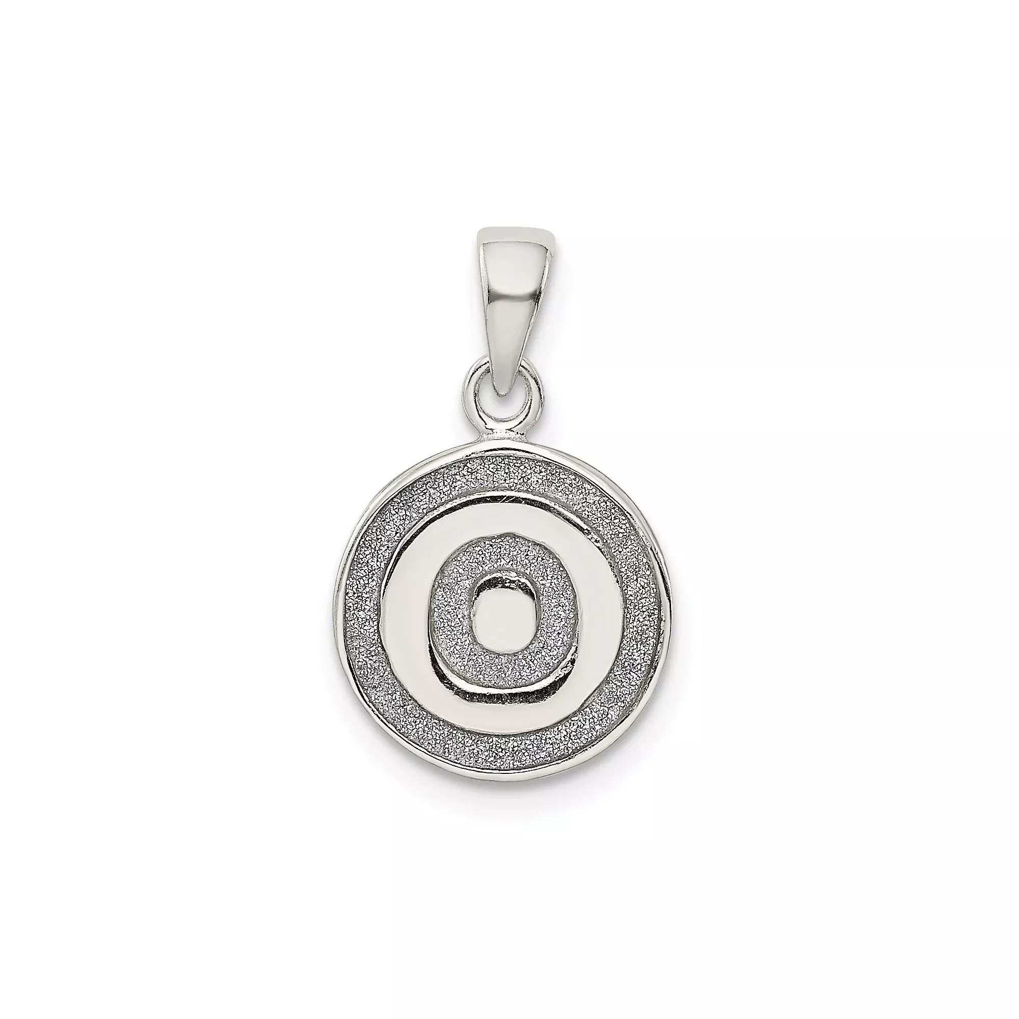 Sterling Silver Circle Pendant with Textured Concentric Rings, Geometric Modern Design
