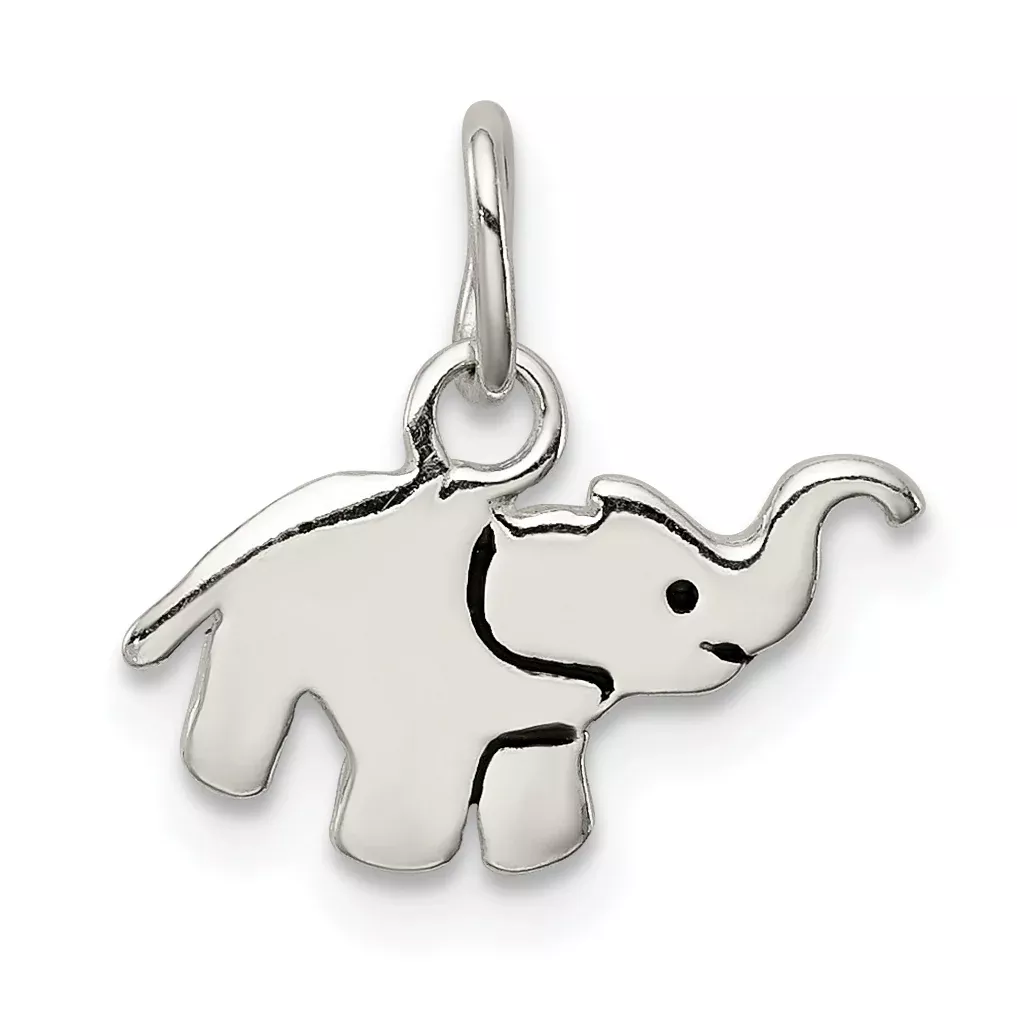 Sterling Silver Enameled Elephant Charm for Children with Anti-Tarnish Finish