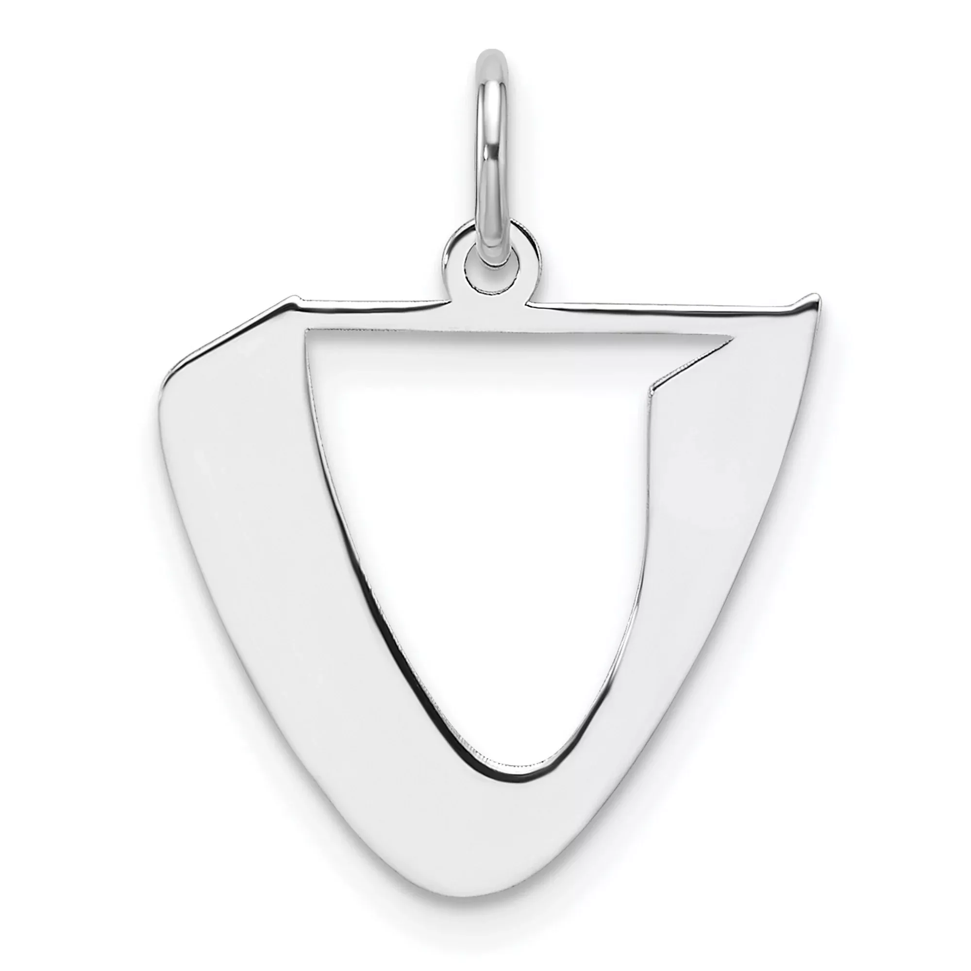 Sterling Silver Shield Pendant with Stylized Open Shield Design, Modern Minimalist Jewelry