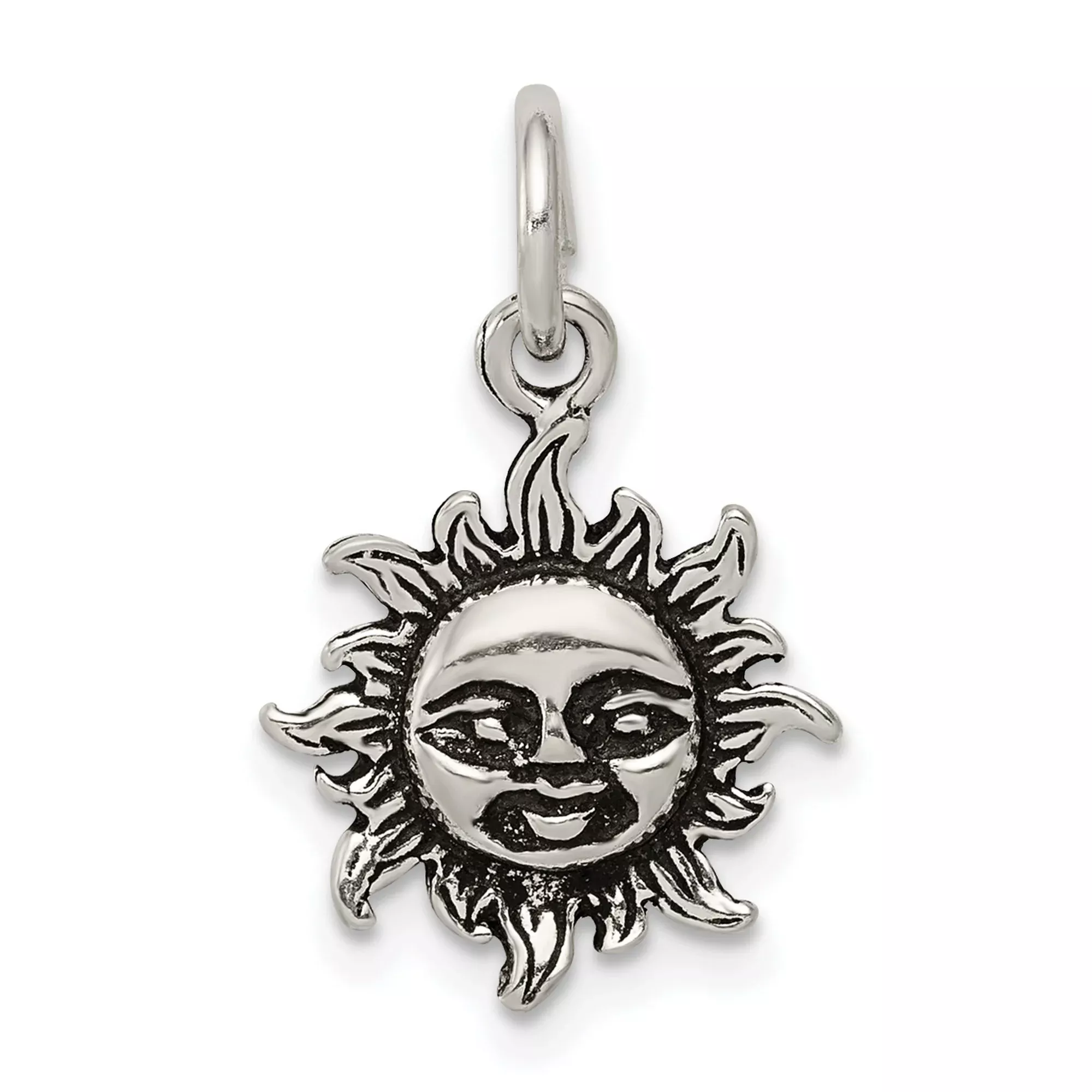 Sterling Silver Sun Face Pendant, Radiant Sunburst Medallion, Celestial Boho Amulet
