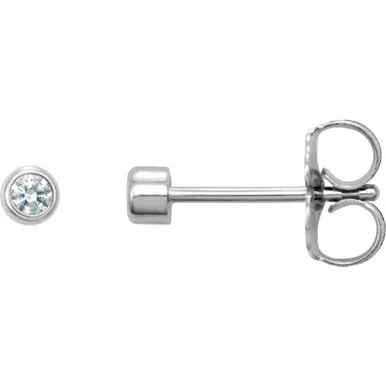 Stunning .02 Ct Round Bezel Set Diamond Earrings 1.3mm