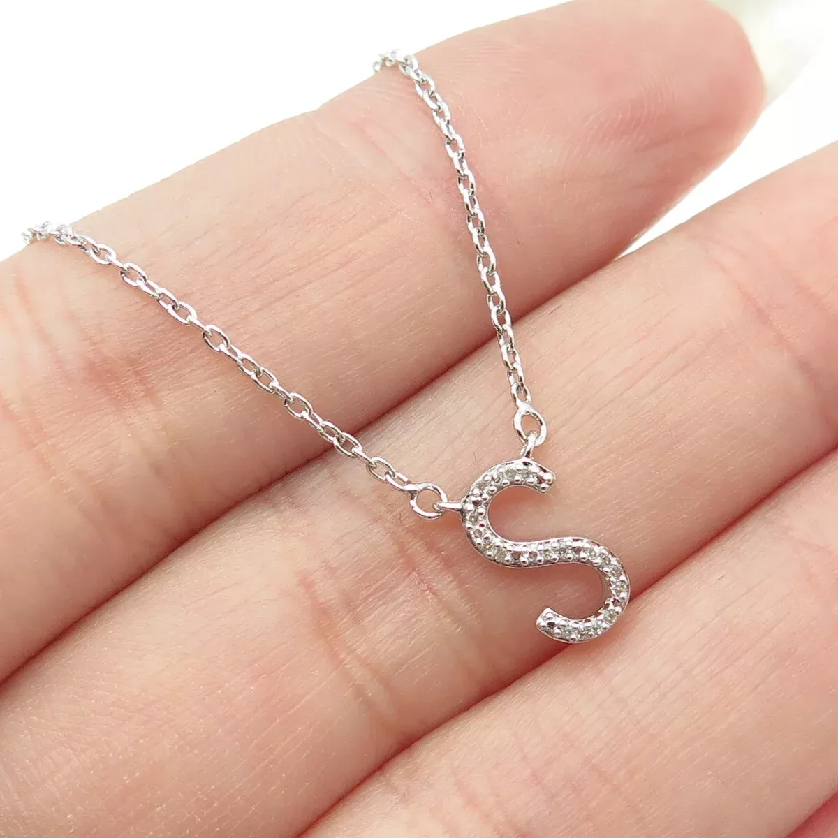 SUN 925 Sterling Silver Real Diamond Letter
