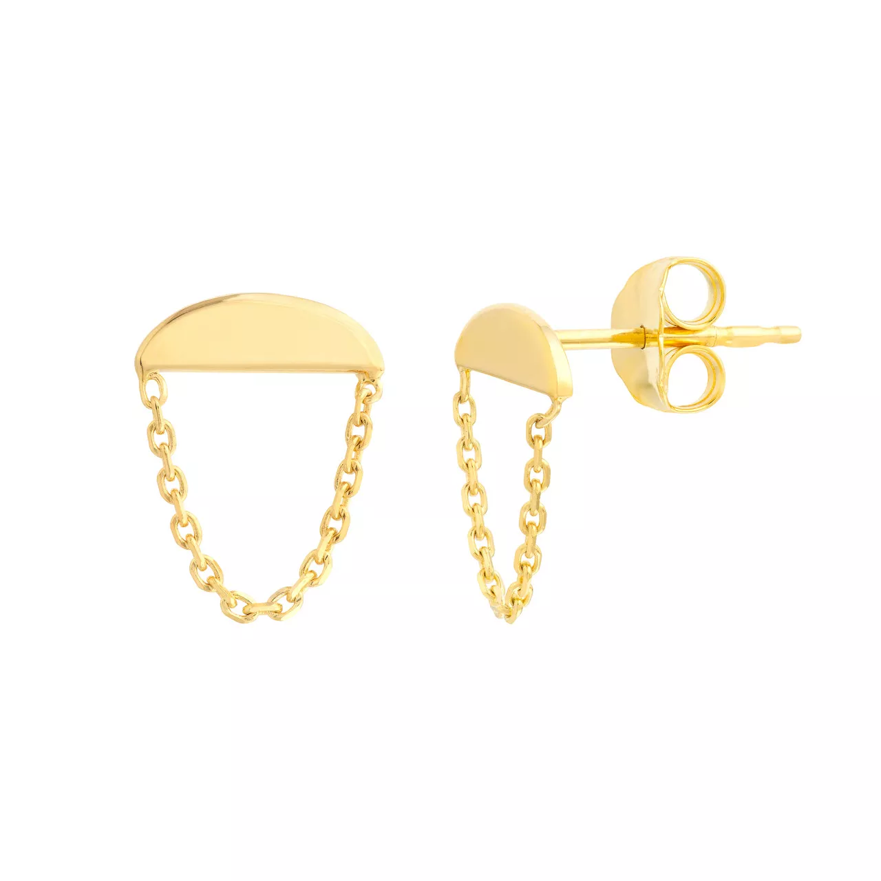 Sunrise Stud Earrings with Chain Drape