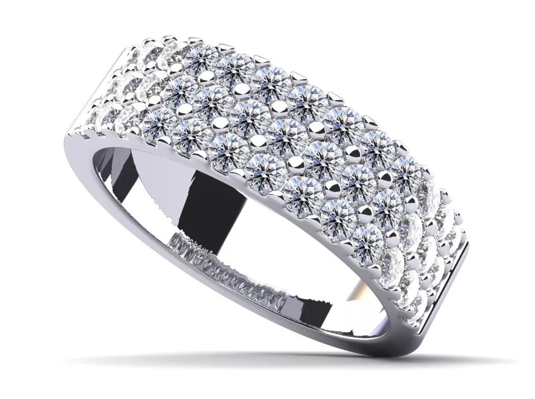 Three Row Brilliance Diamond Ring 1.0 Carat Total Weight