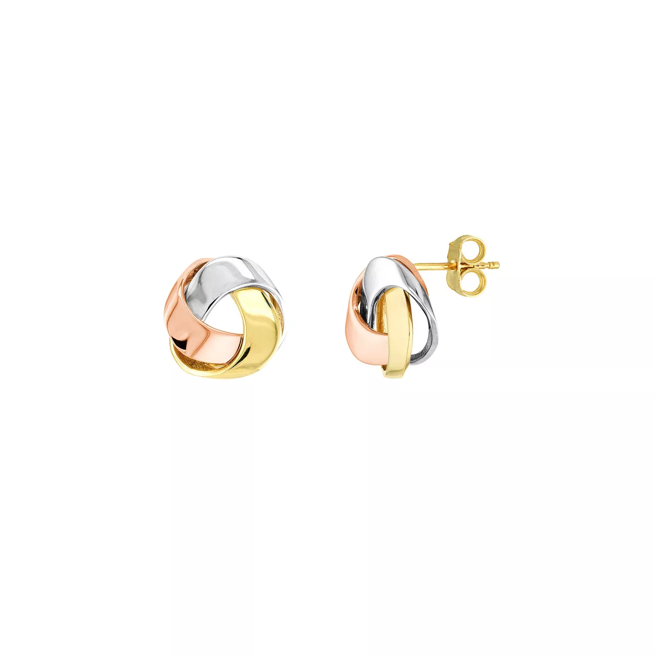 Tri-Color Flat Love Knot Stud Earrings