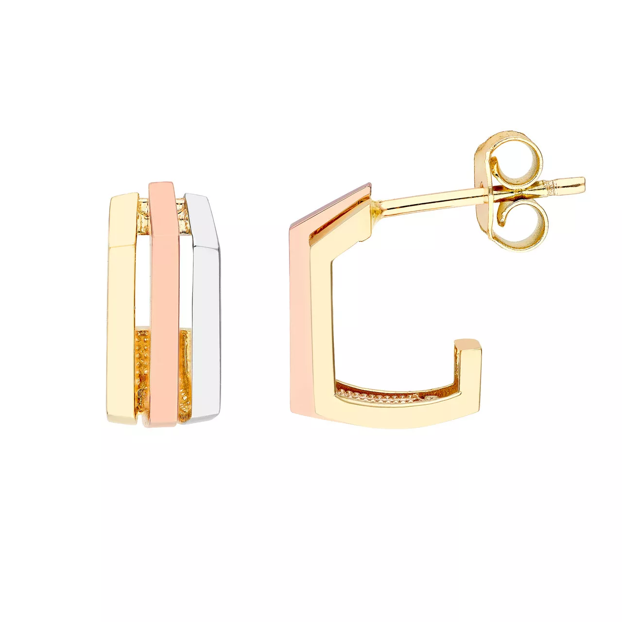 Tri Color Geometric Hoop Earrings