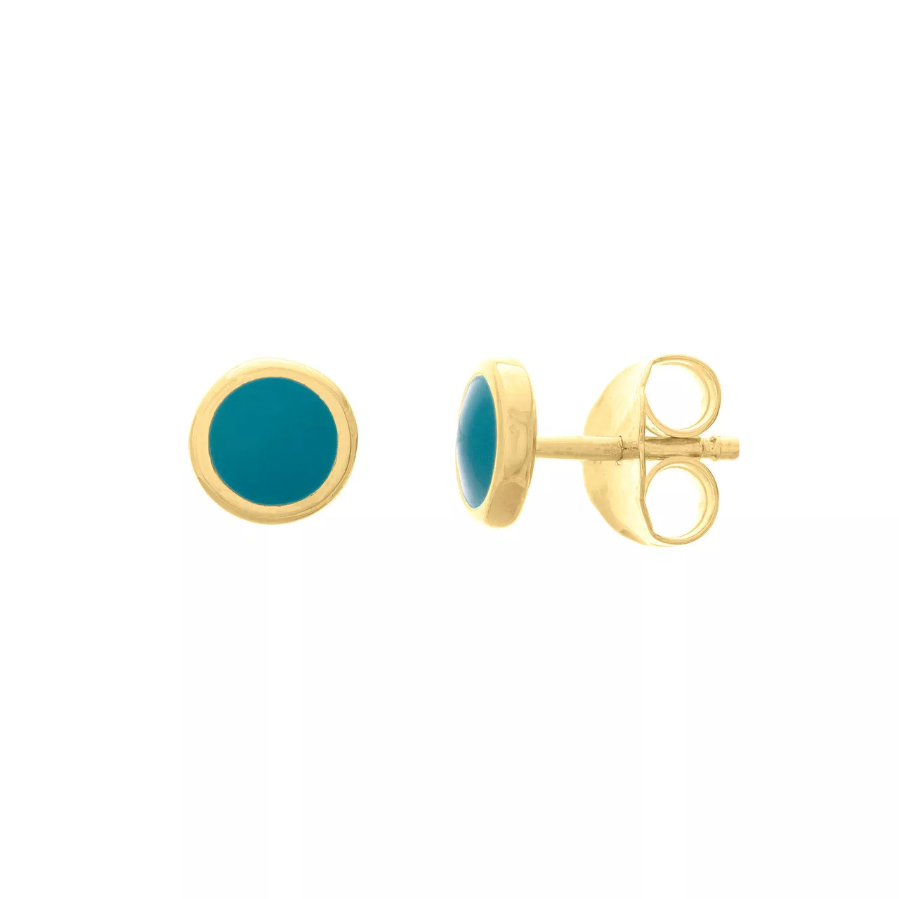 Turquoise Enamel Circle Stud Earrings