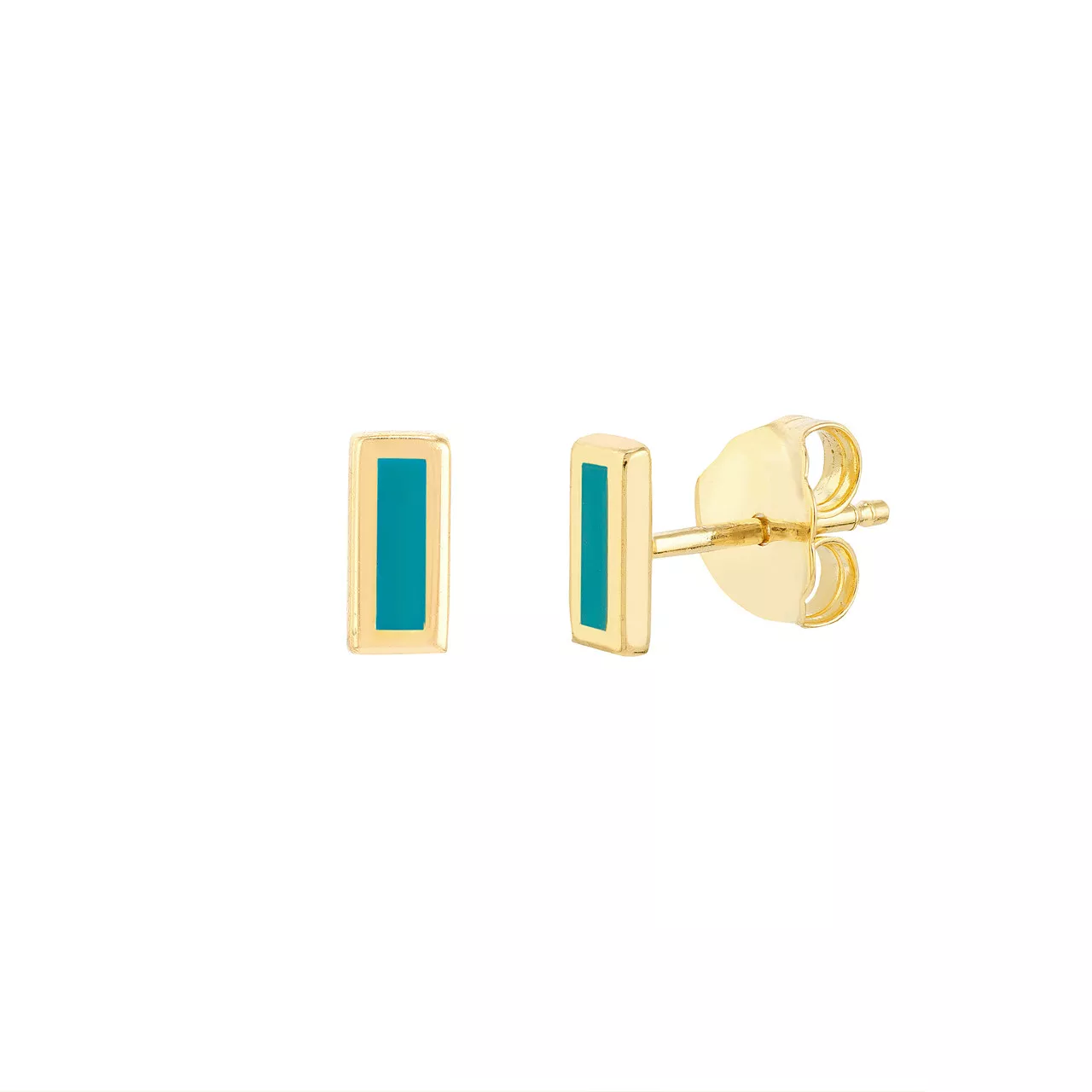 Turquoise Enamel Staple Stud Earrings