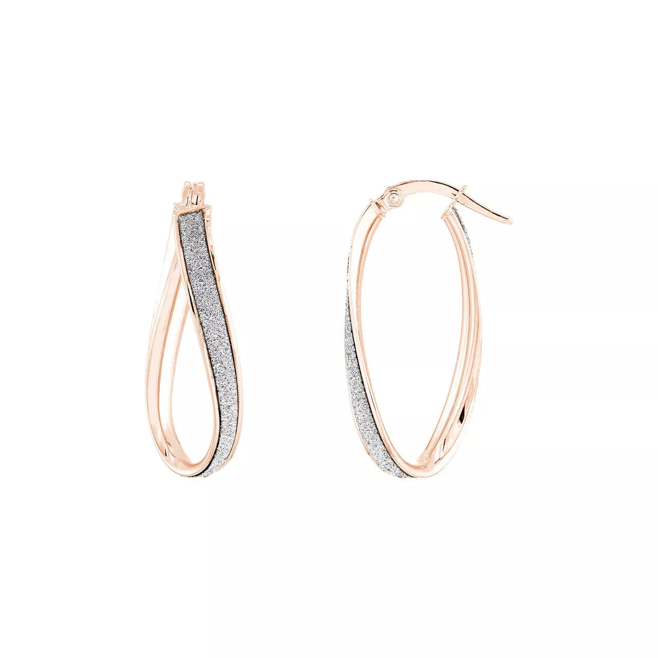 Twisted Oval Sparkle Hoop Earrings