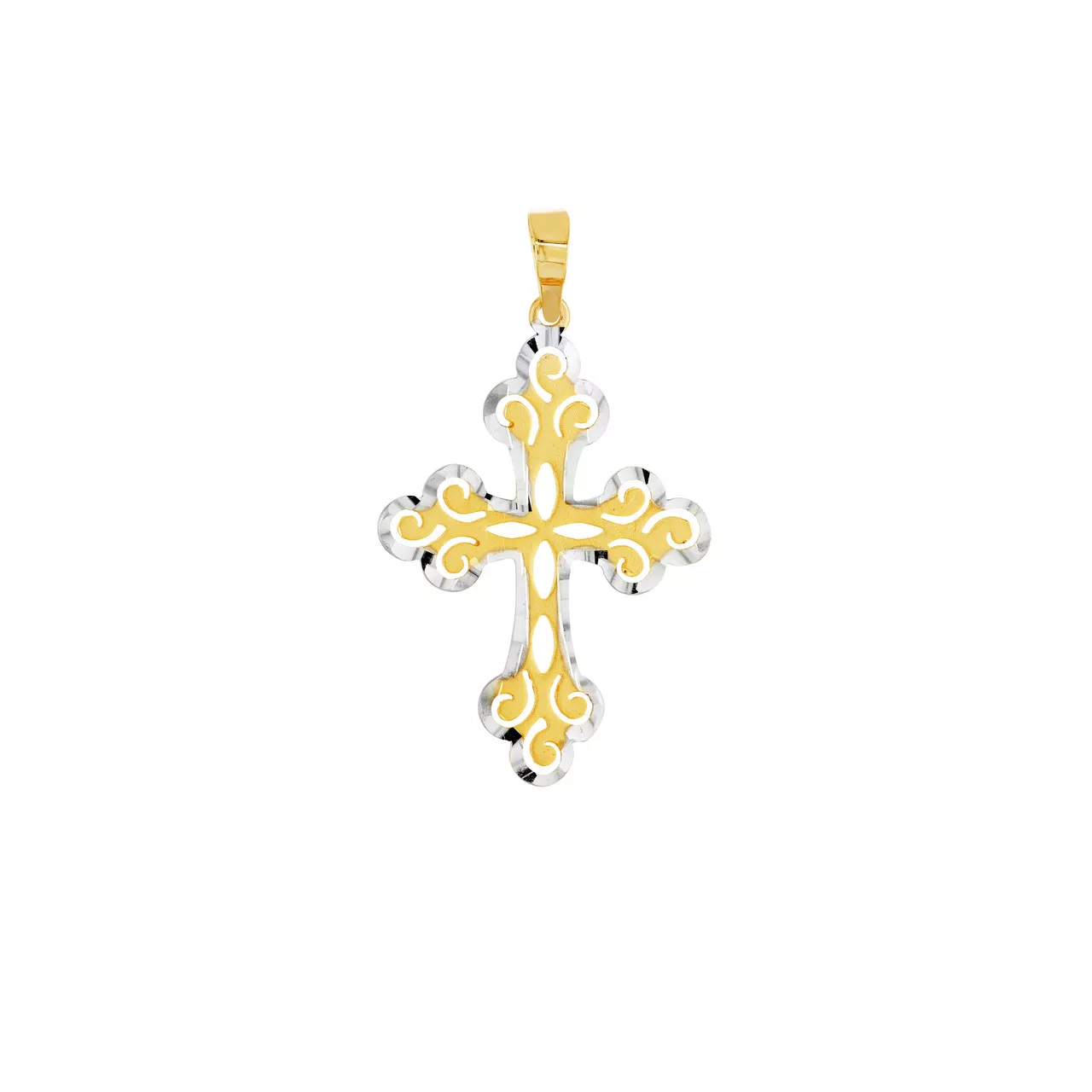Two-Tone Filigree Cross Pendant