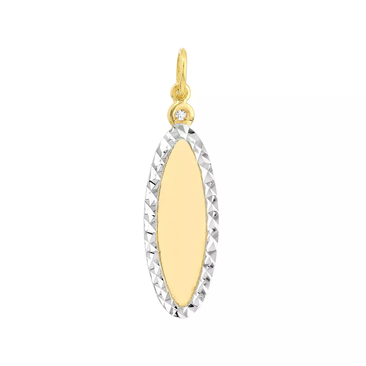 Two-Tone Framed Oval Charm with 1pt Diamond