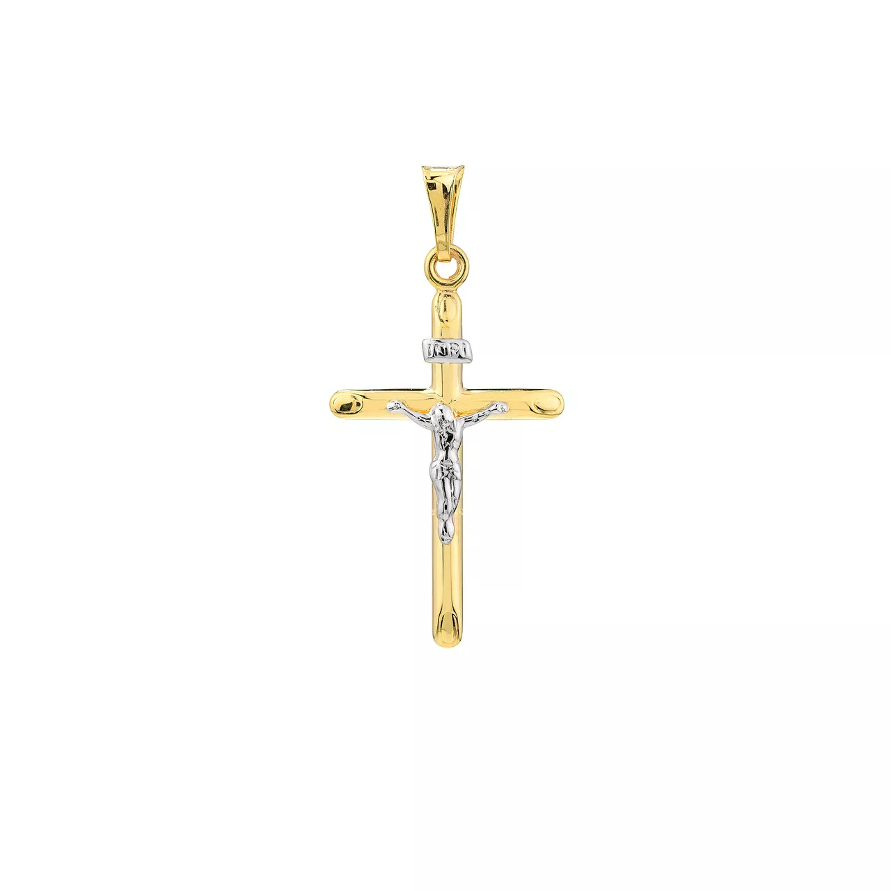 Two-Tone Hollow Crucifix Pendant