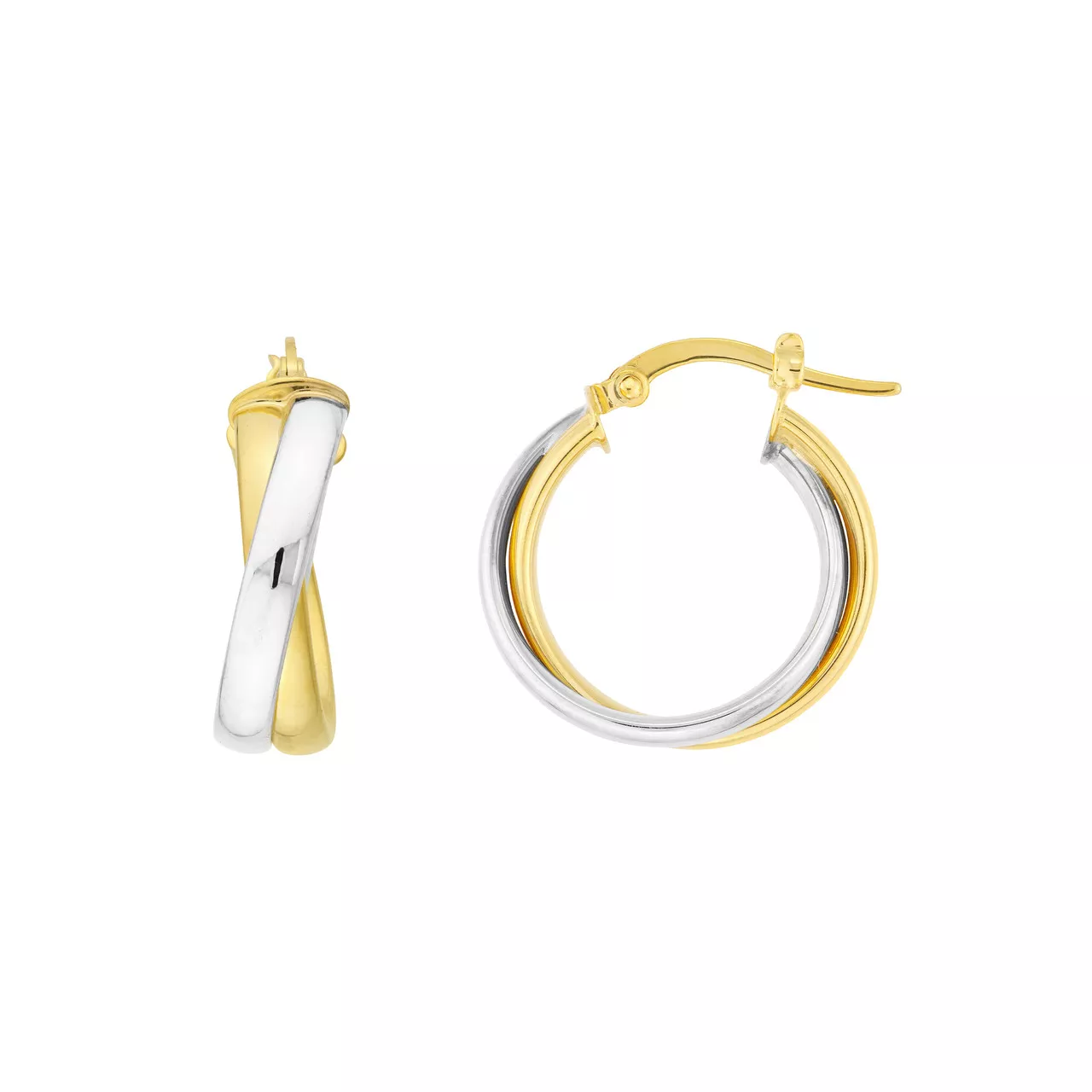 Two-Tone Interwoven Hoop Earrings