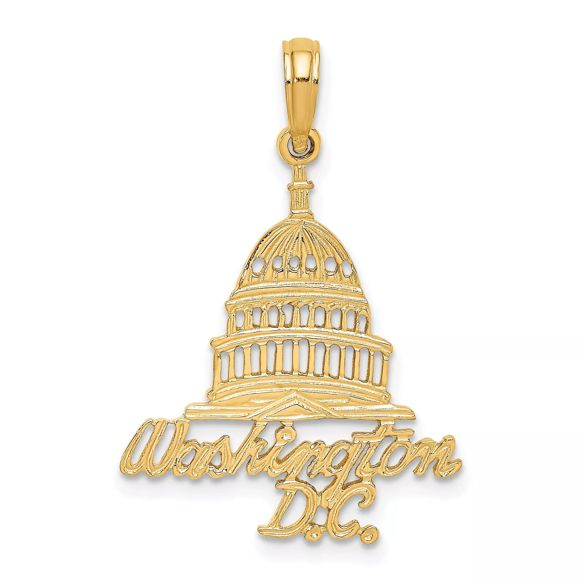 WASHINGTON D.C. Capital Building Charm Pendant in Real 14k Yellow Gold