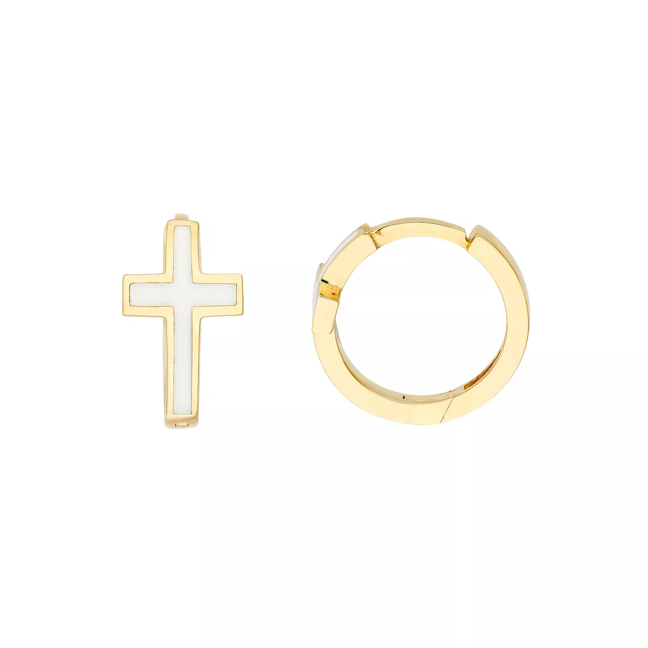 White Cross Enamel Huggies