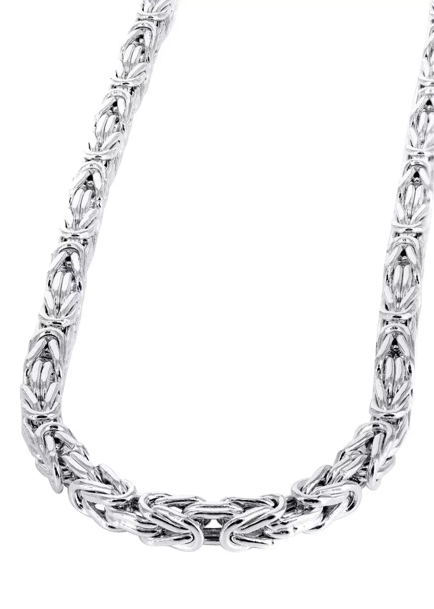 White Gold Chain - Mens Semi Solid Italian Byzantine Chain 10K/14K Gold