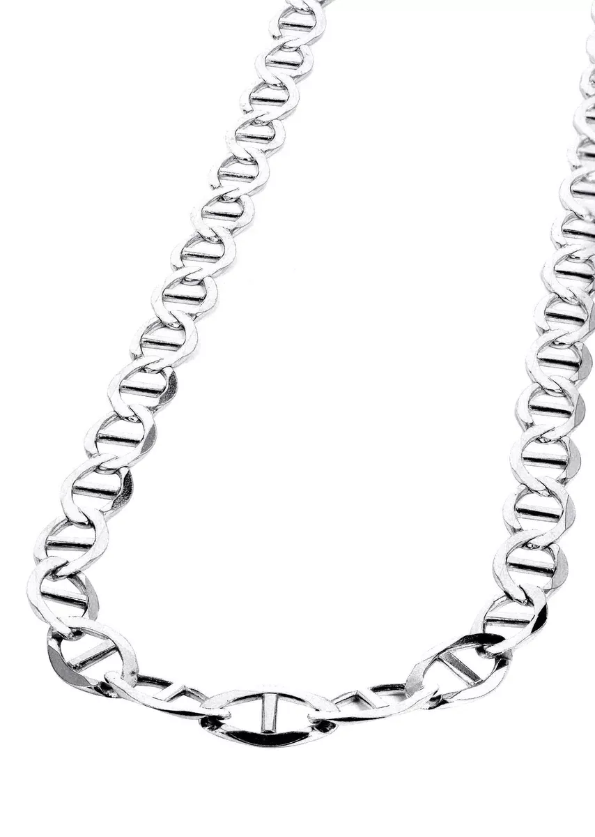 White Gold Chain - Mens Solid Mariner Chain 10K/14K Gold
