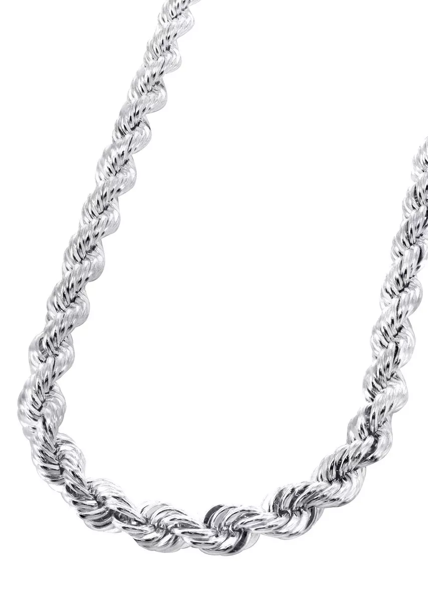 White Gold Chain - Mens Solid Rope Chain 10K/14K Gold