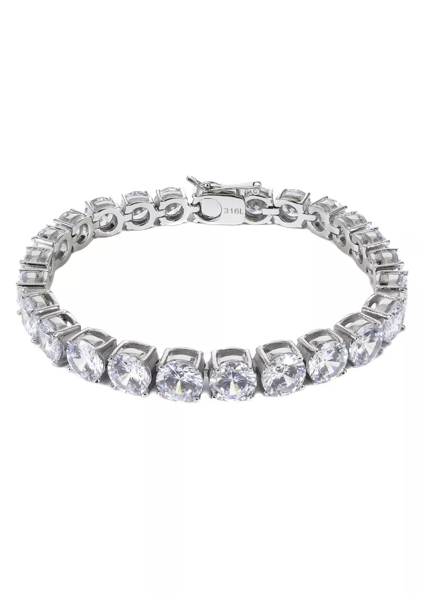 White Gold Plated Mens Tennis Bracelet