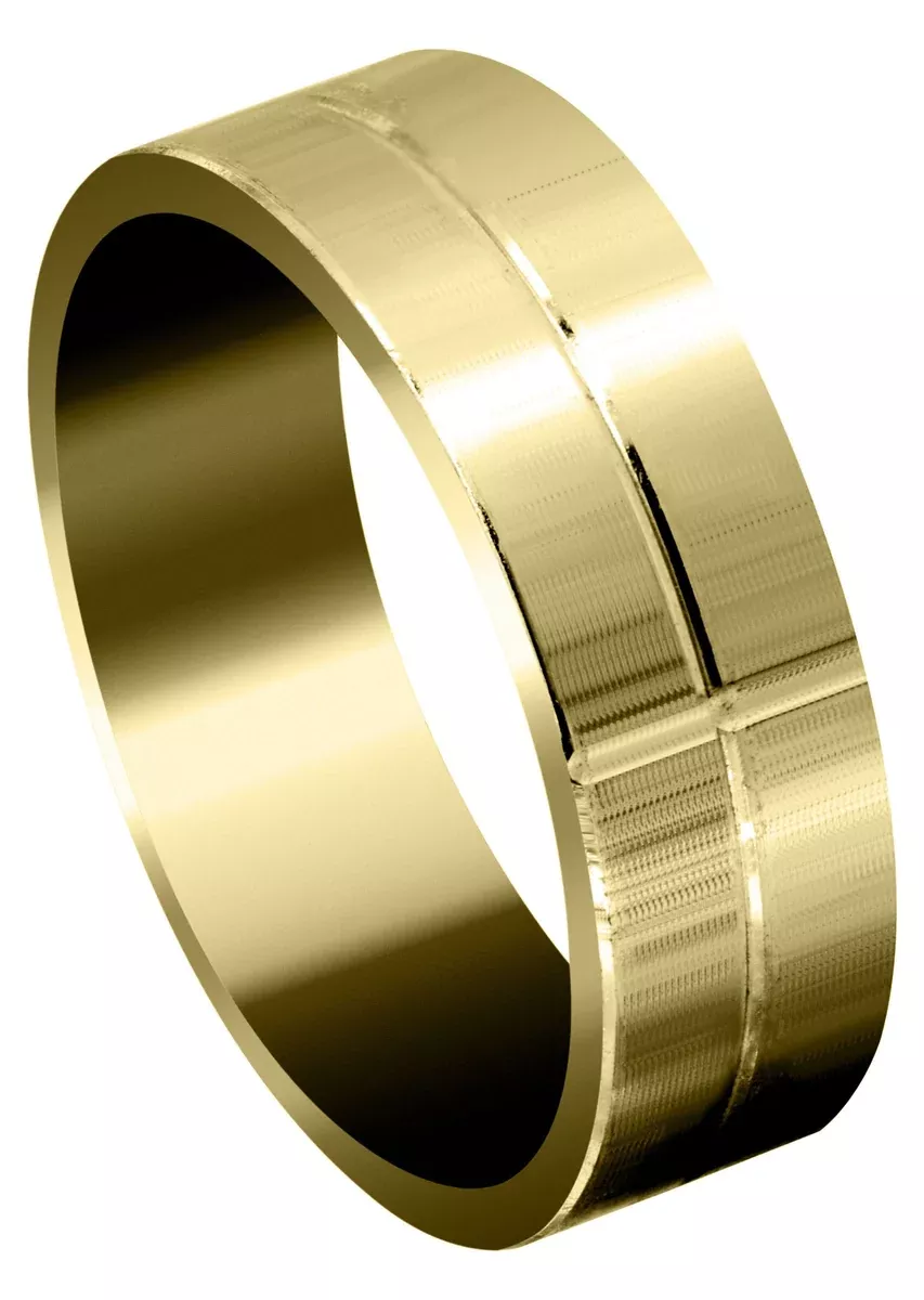 Yellow Gold Basic Carved Celtic Mens Wedding Band | Satin Finish (Josiah)