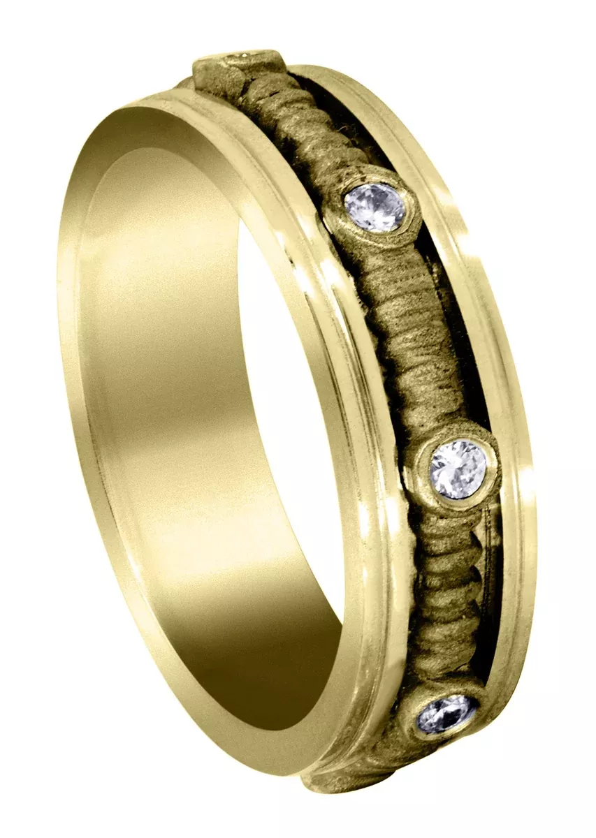 Yellow Gold Diamond Mens Wedding Band | 0.24 Carats | Sand Blast Finish (Johnathan)