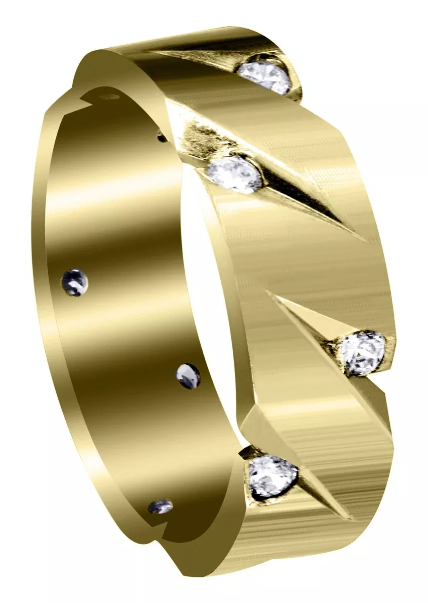 Yellow Gold Diamond Mens Wedding Band | 0.5 Carats | Satin Finish (Fabian)