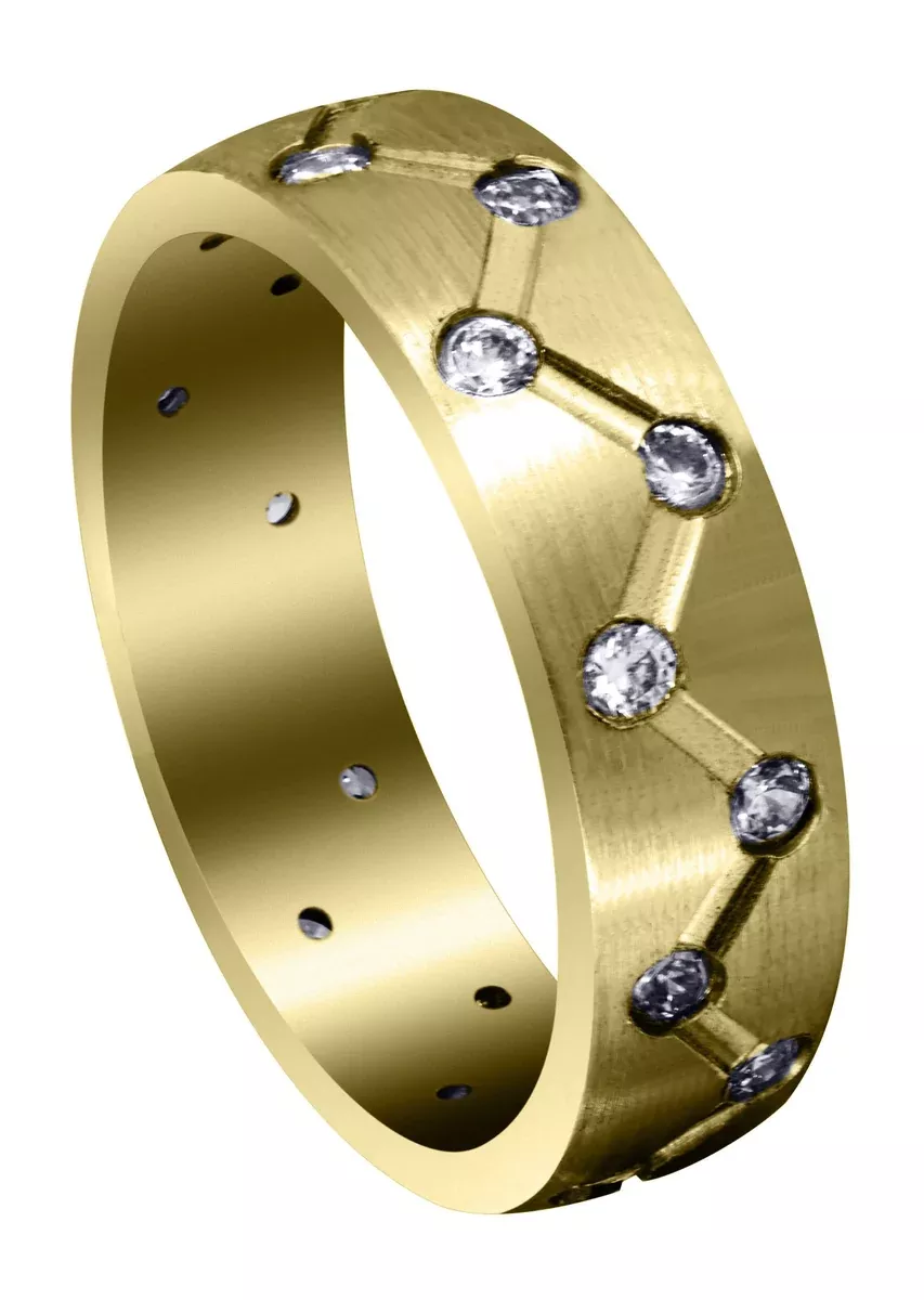 Yellow Gold Diamond Mens Wedding Band | 0.54 Carats | Satin Finish (Dominick)