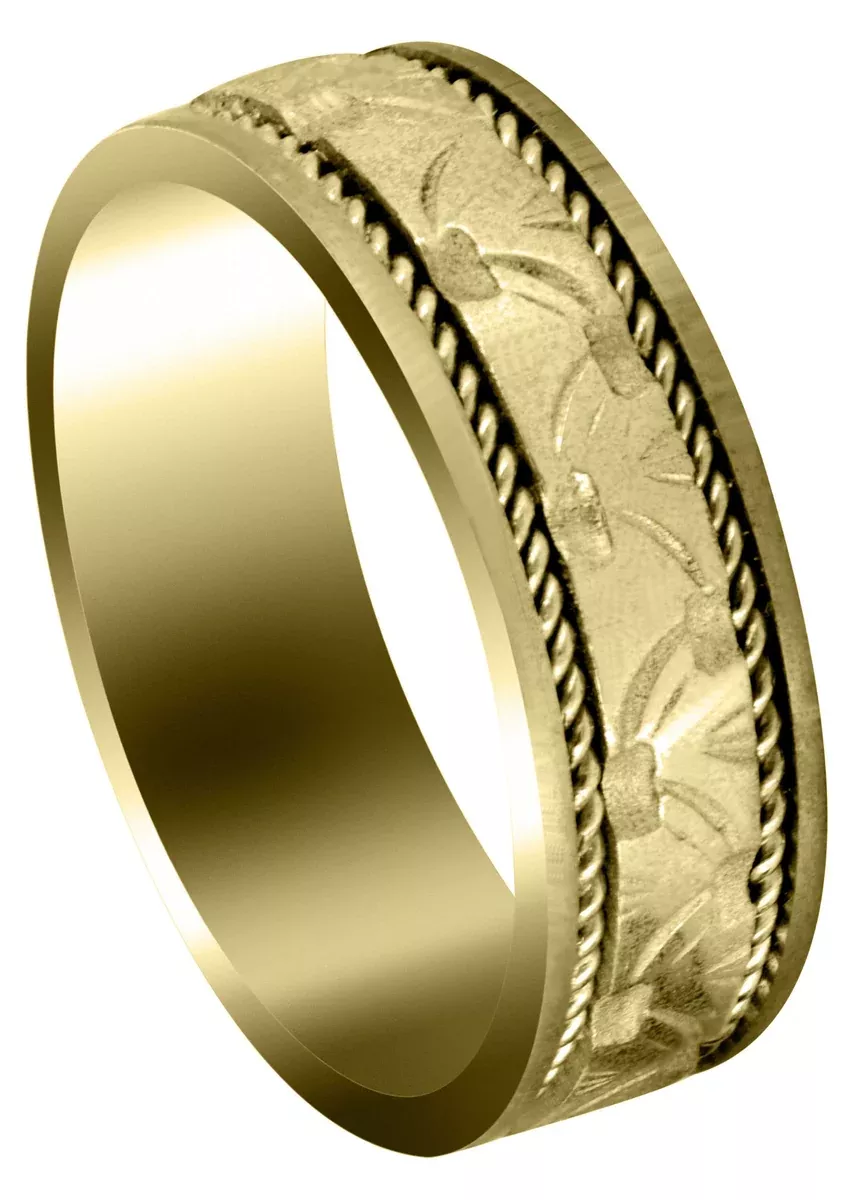 Yellow Gold Modern Mens Wedding Band | Satin Finish (Bennett)