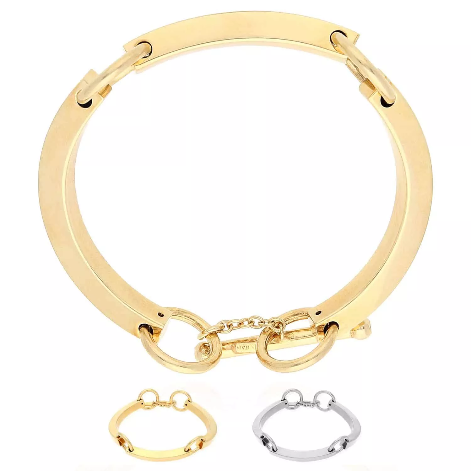 Yellow White Gold Over Sterling Silver Bar Toggle Bracelet (Solid Links) 7"